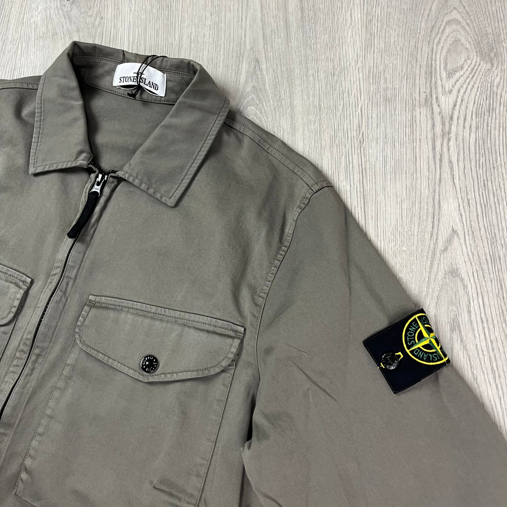 Stone Island Zip Overshirt - Walnut -Usfansport