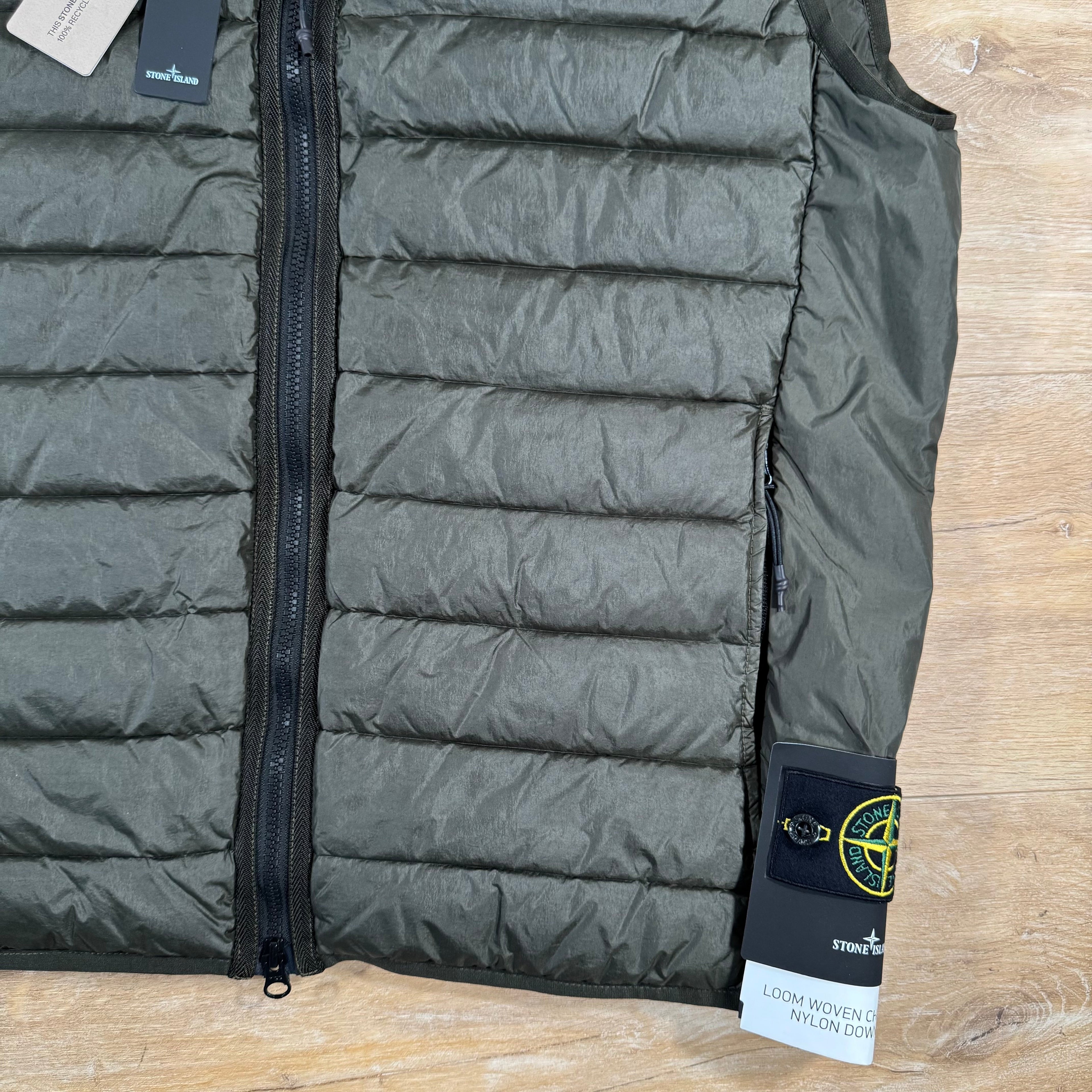 Stone Island Nylon Down-TC Vest in Military Green -Usfansport