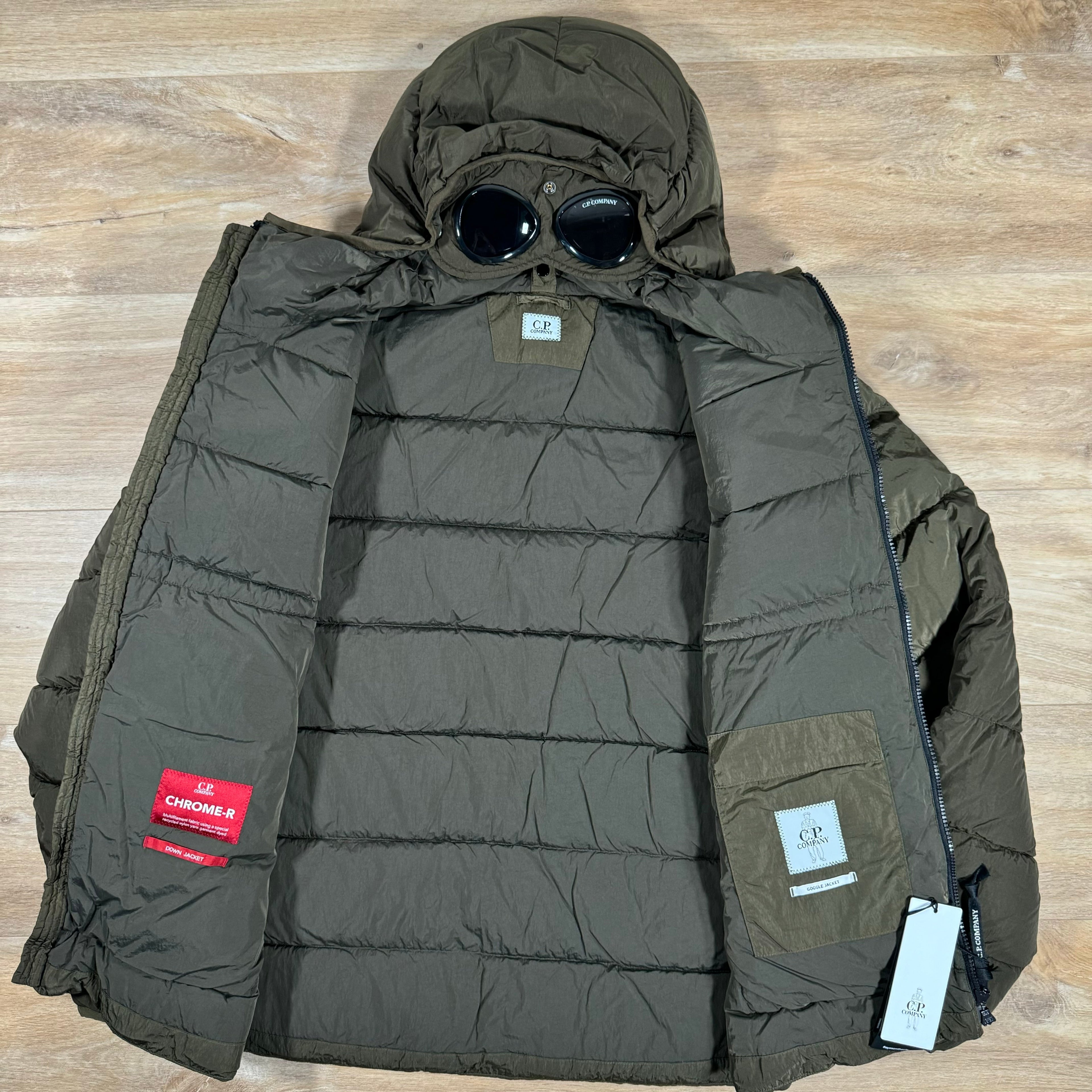 CP Company Chrome-R Goggle Down Jacket in Ivy Green -Usfansport