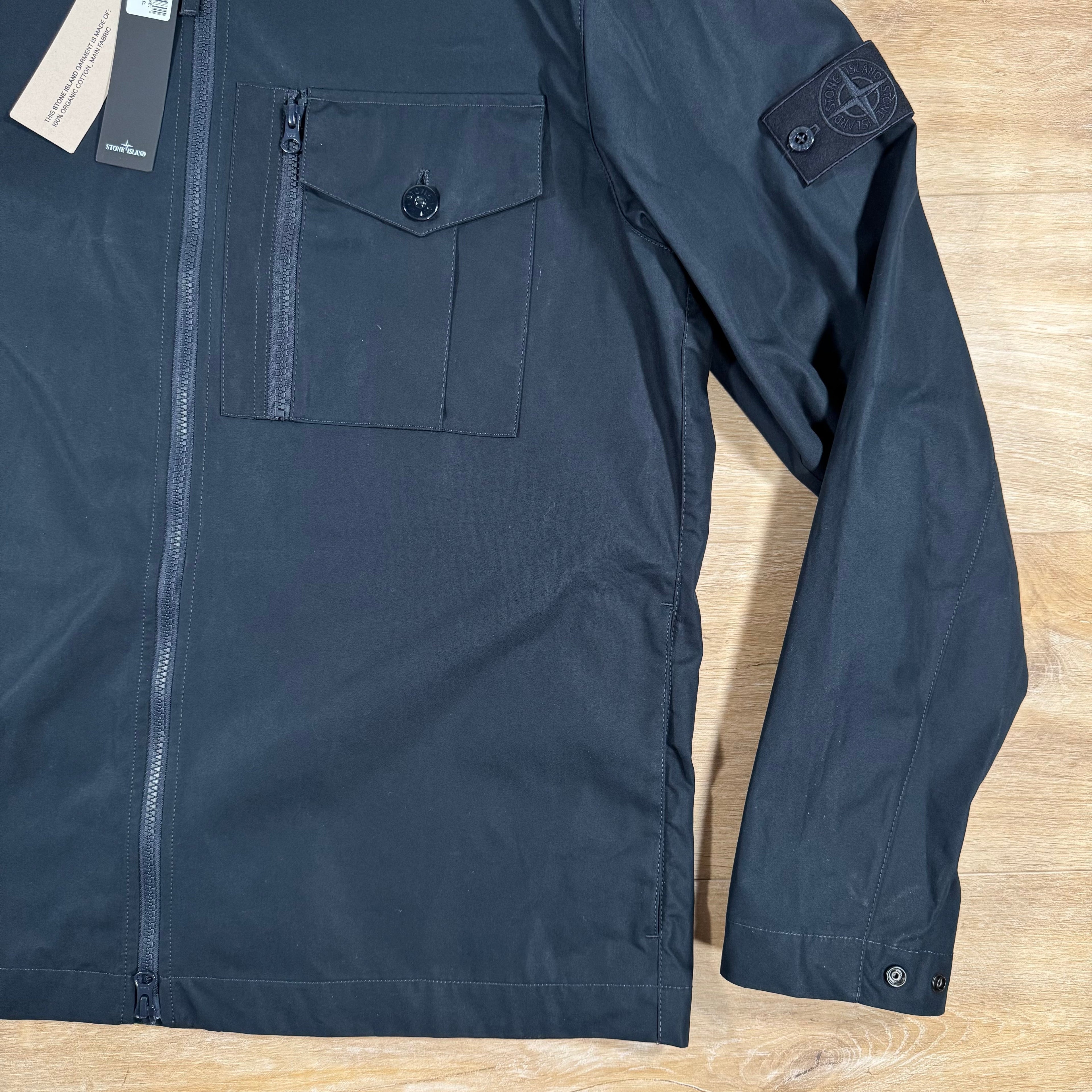 Stone Island Weatherproof Canvas Ghost Overshirt in Navy -Usfansport
