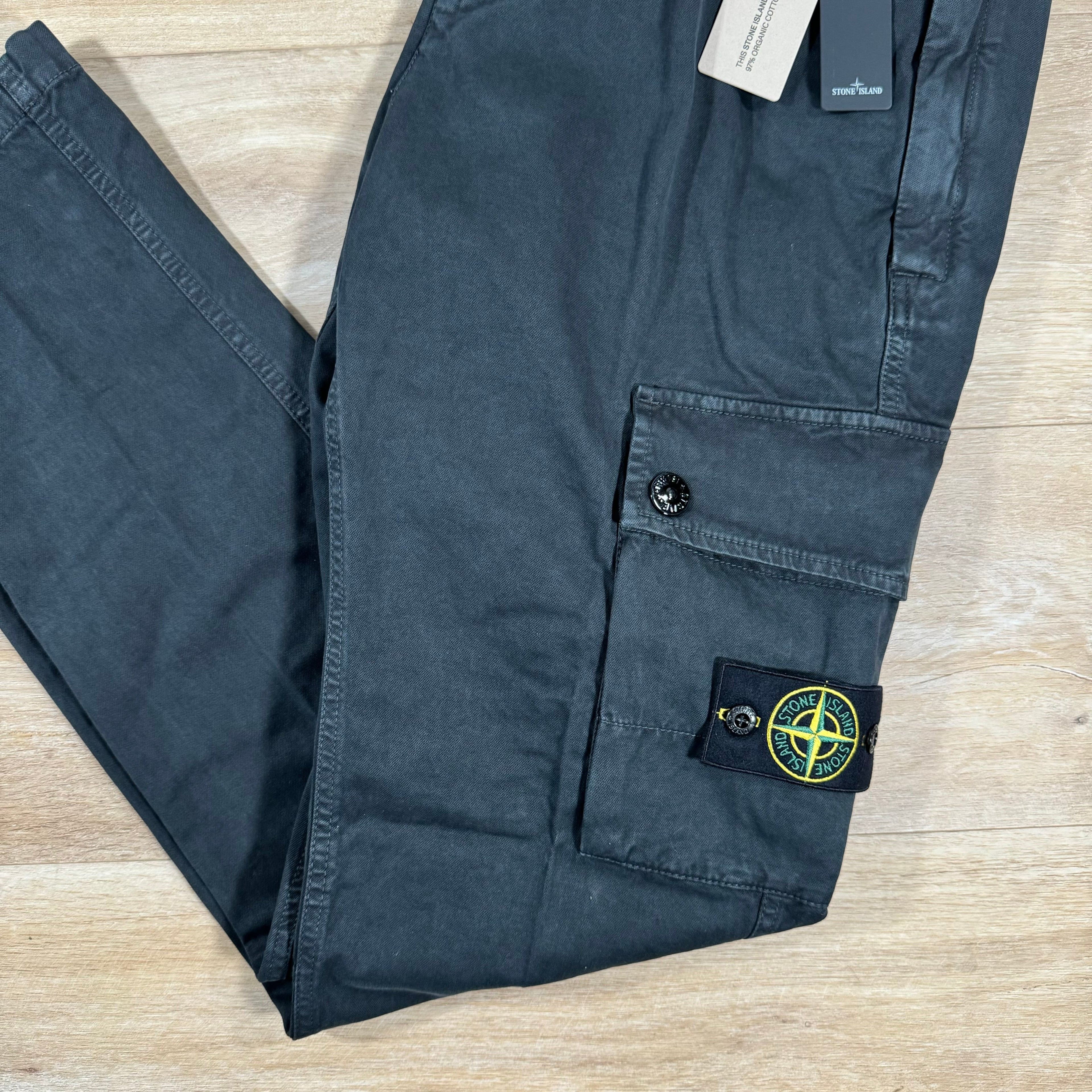Stone Island Brushed Old Effect Cargo Trousers in Black -Usfansport