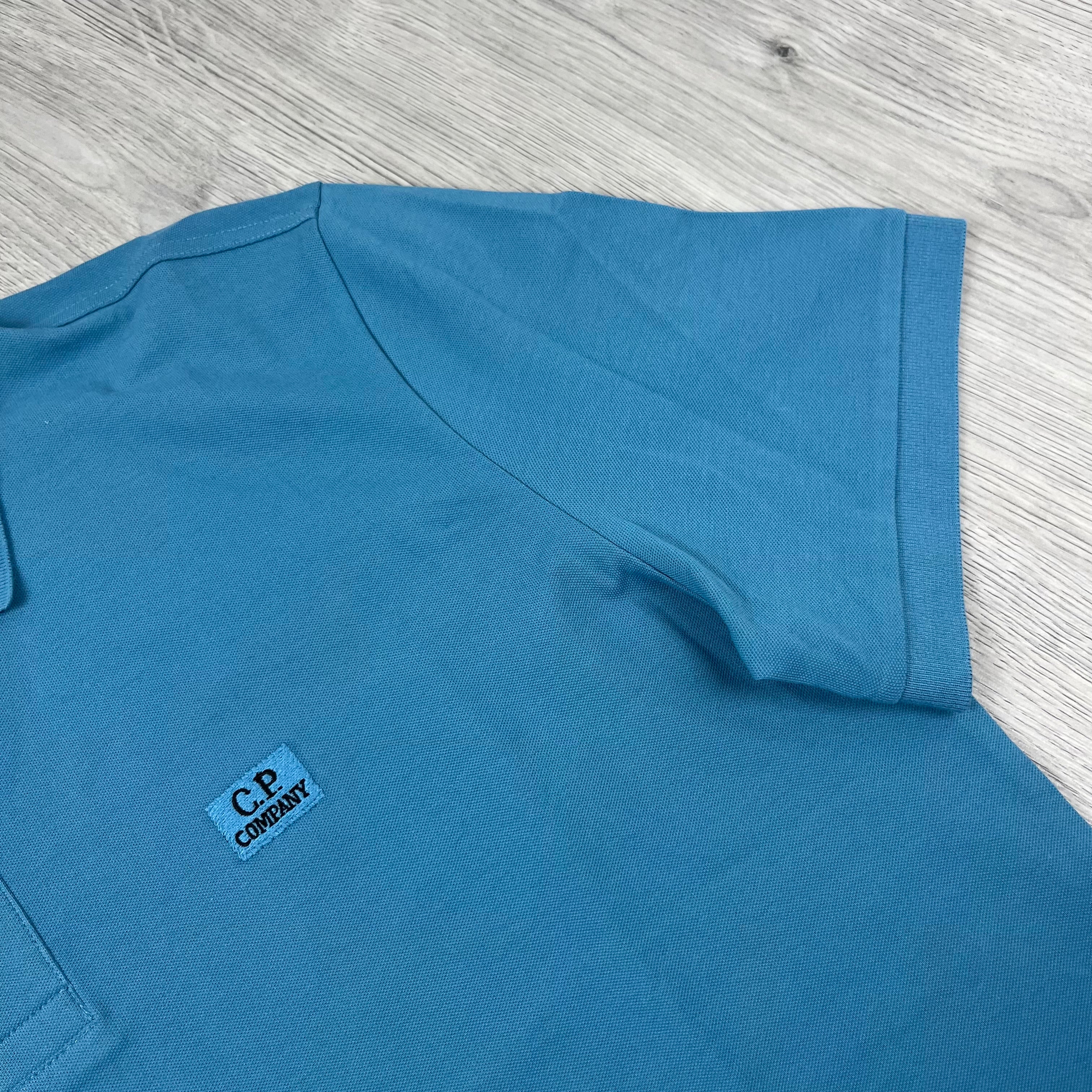 CP Company Piquet Polo Shirt - Aegean Blue -Usfansport