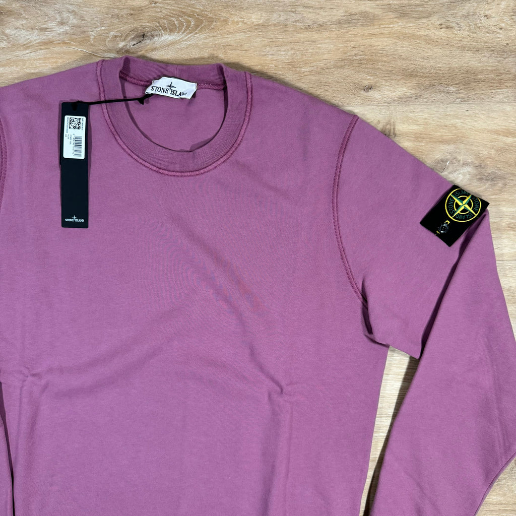 Stone Island Garment Dyed Crewneck Sweatshirt in Onion Rose -Usfansport