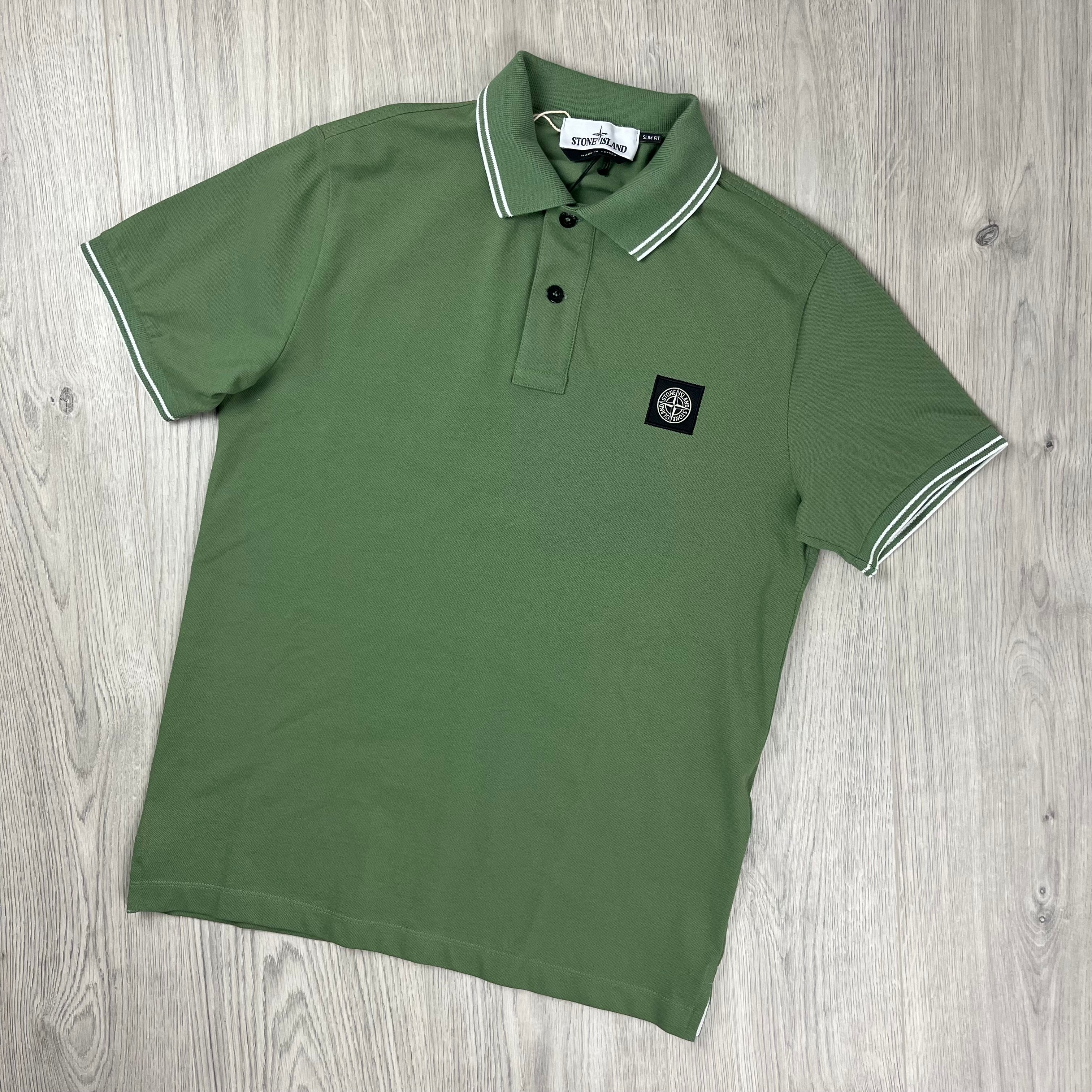 Stone Island Patch Polo Shirt - Olive Green -Usfansport