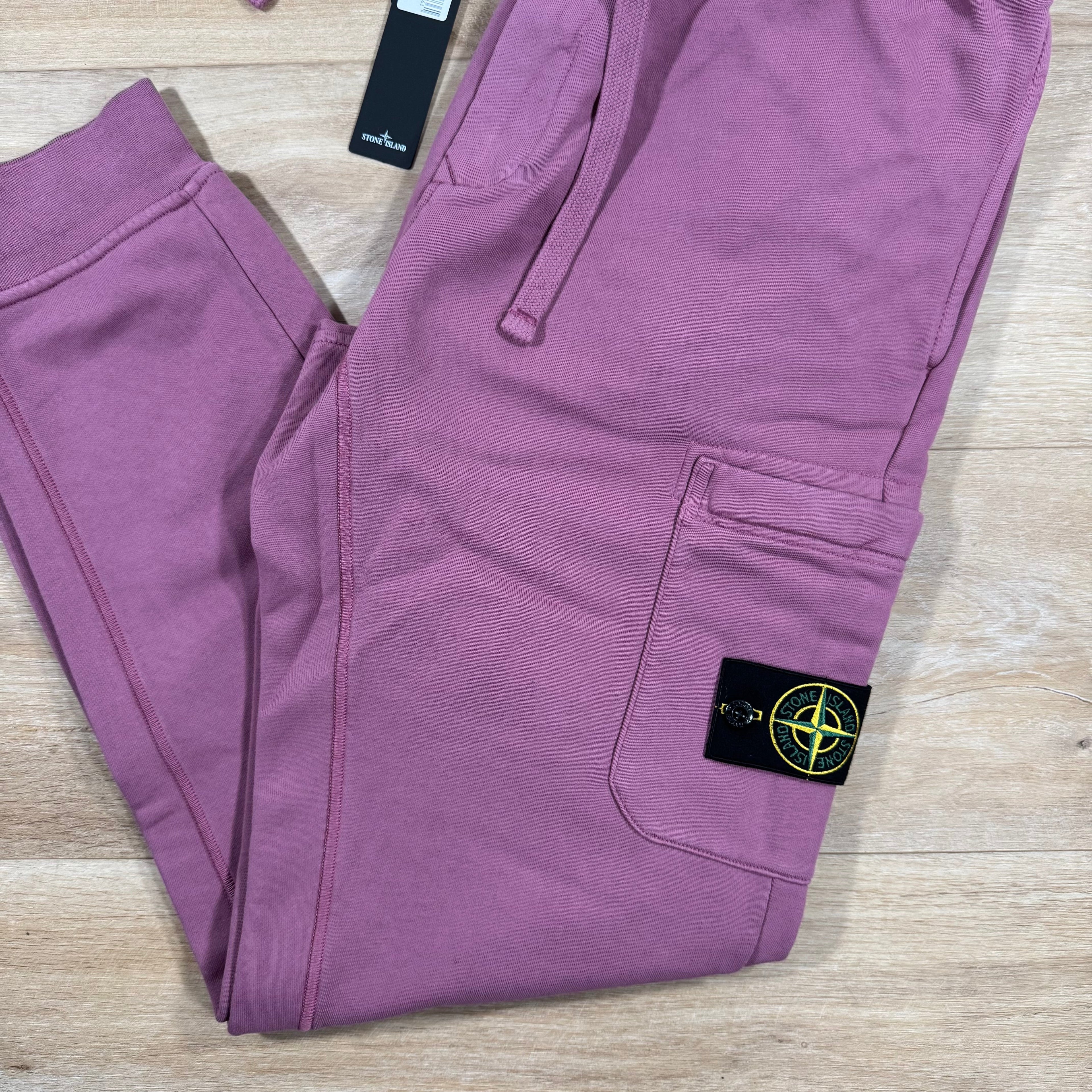 Stone Island Slim Fit Cargo Sweatpants in Onion Rose -Usfansport