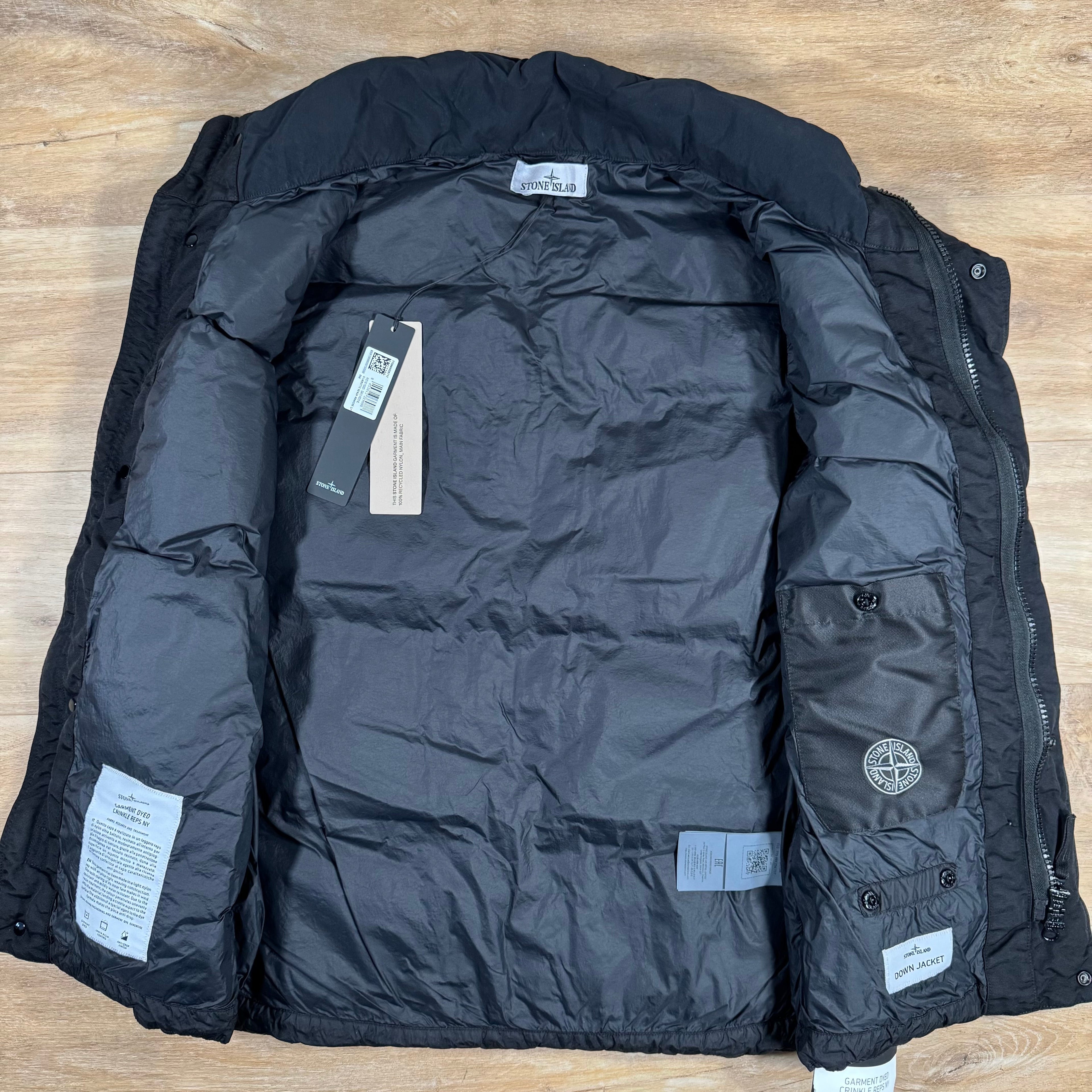 Stone Island Crinkle Reps NY Nylon Down Vest in Black -Usfansport