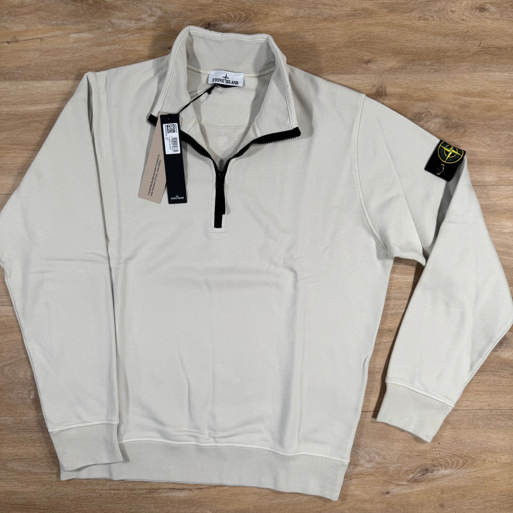 Stone Island Organic Cotton Half-Zip Sweatshirt in Sand -Usfansport