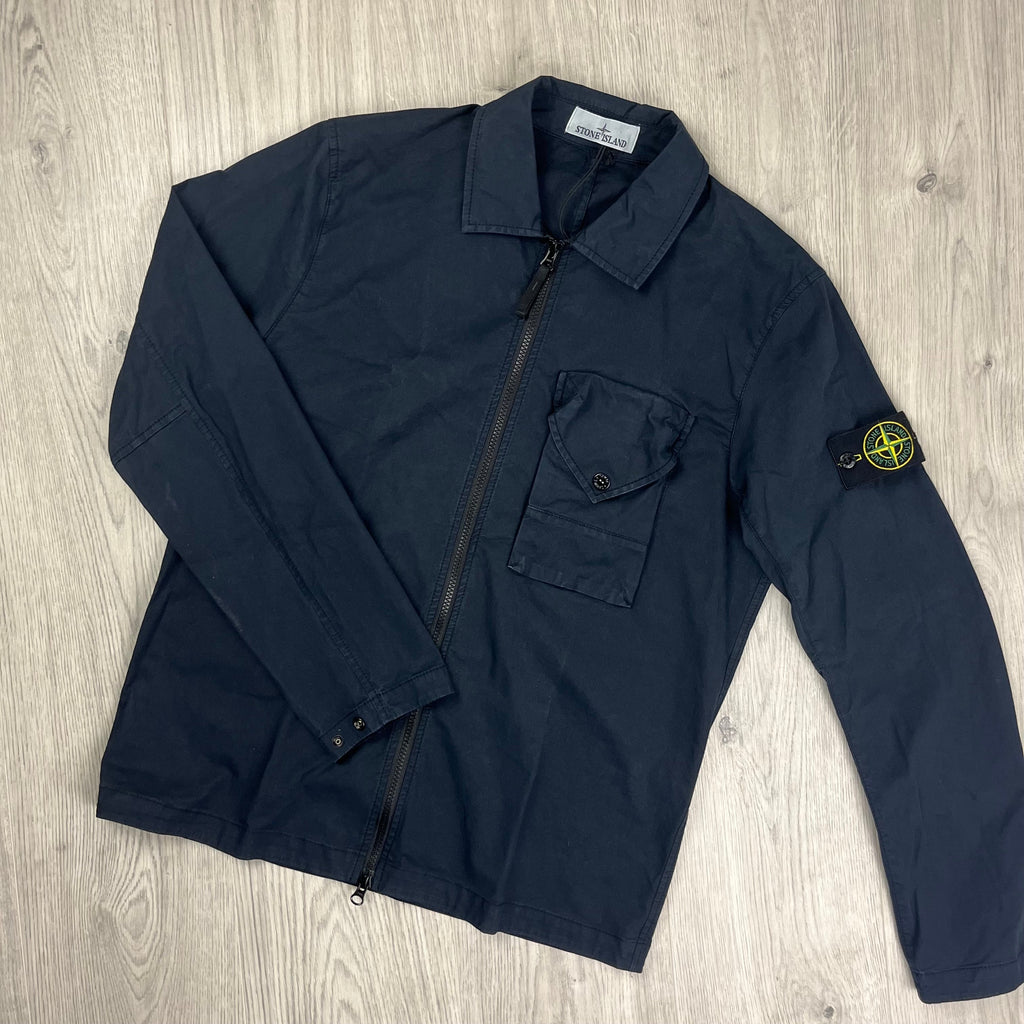 Stone Island Zip Overshirt - Navy -Usfansport