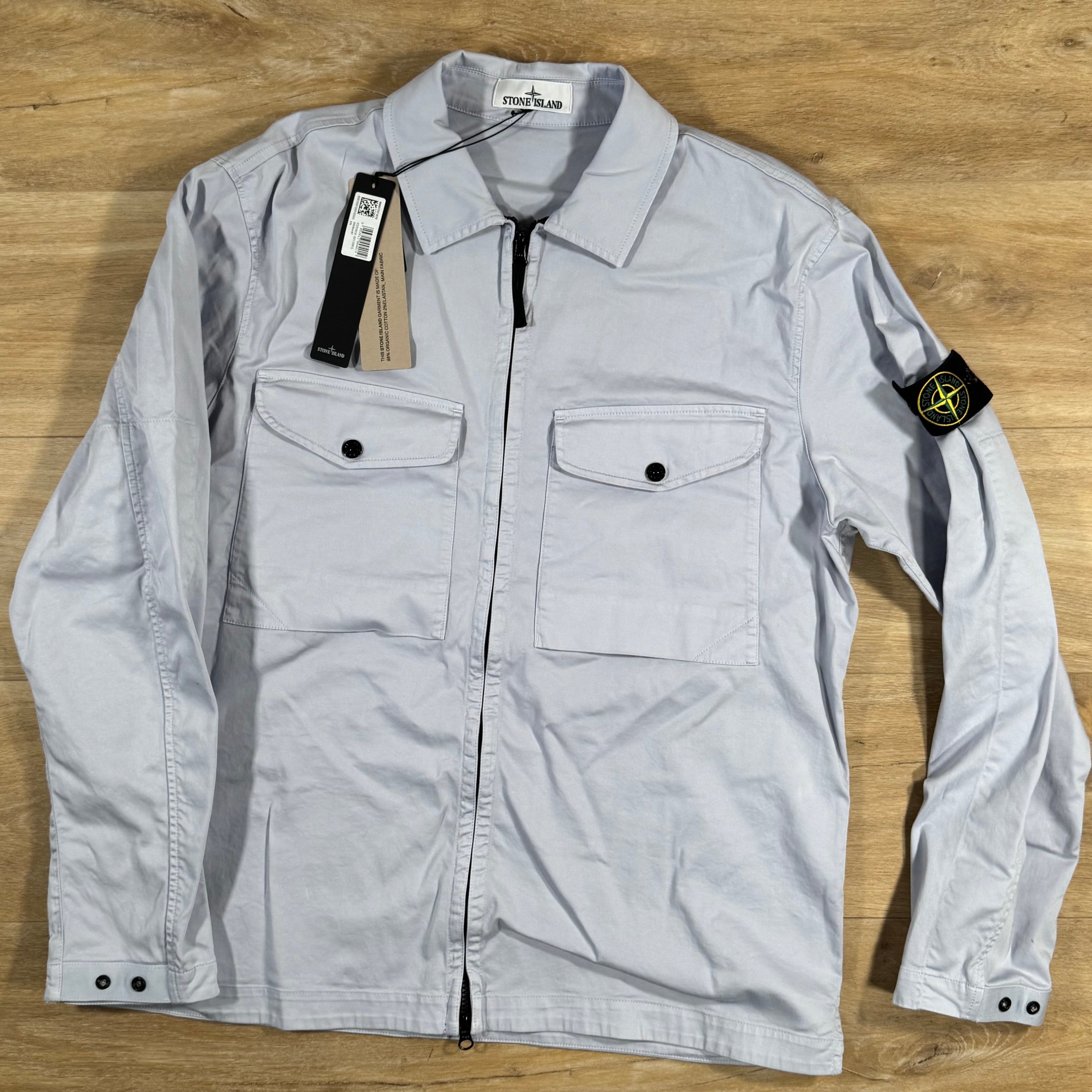 Stone Island Organic Stretch Cotton Overshirt in Lilac -Usfansport