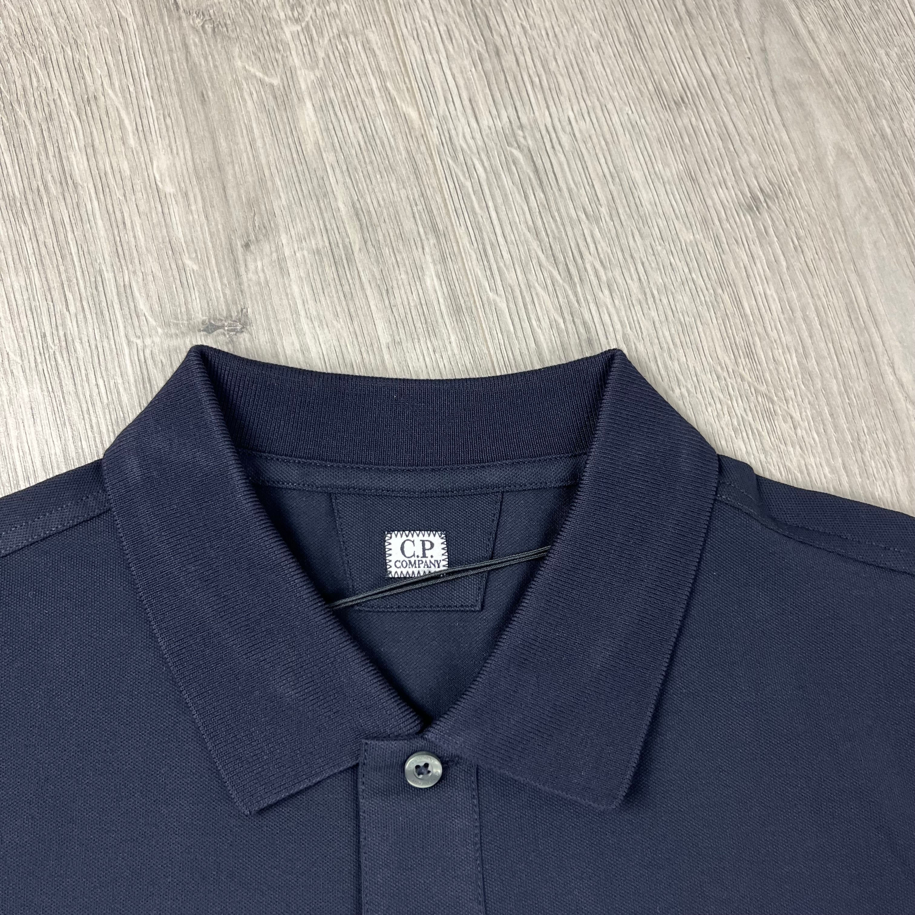 CP Company Piquet Polo Shirt - Navy -Usfansport