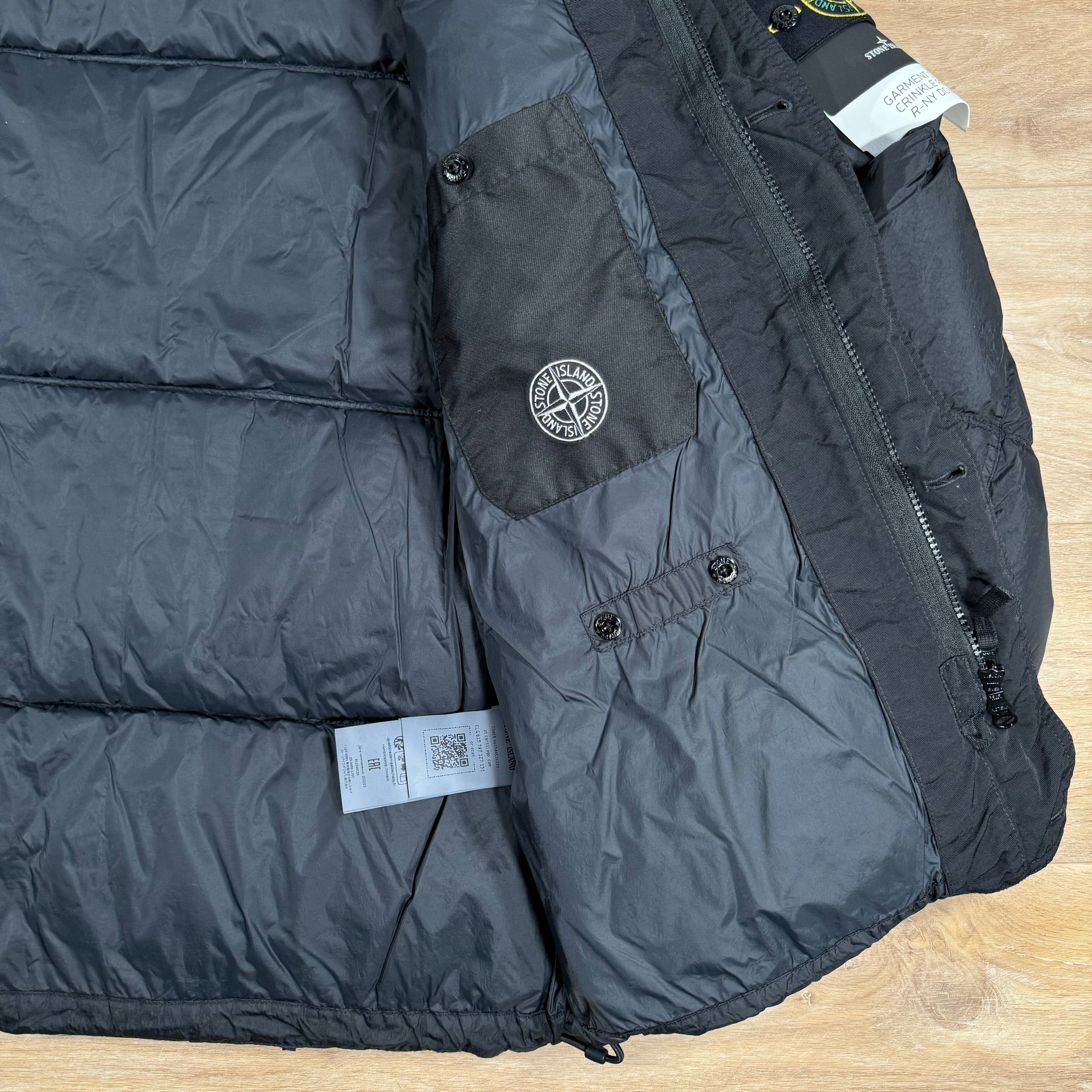Stone Island Crinkle Reps-NY Down Jacket in Black -Usfansport