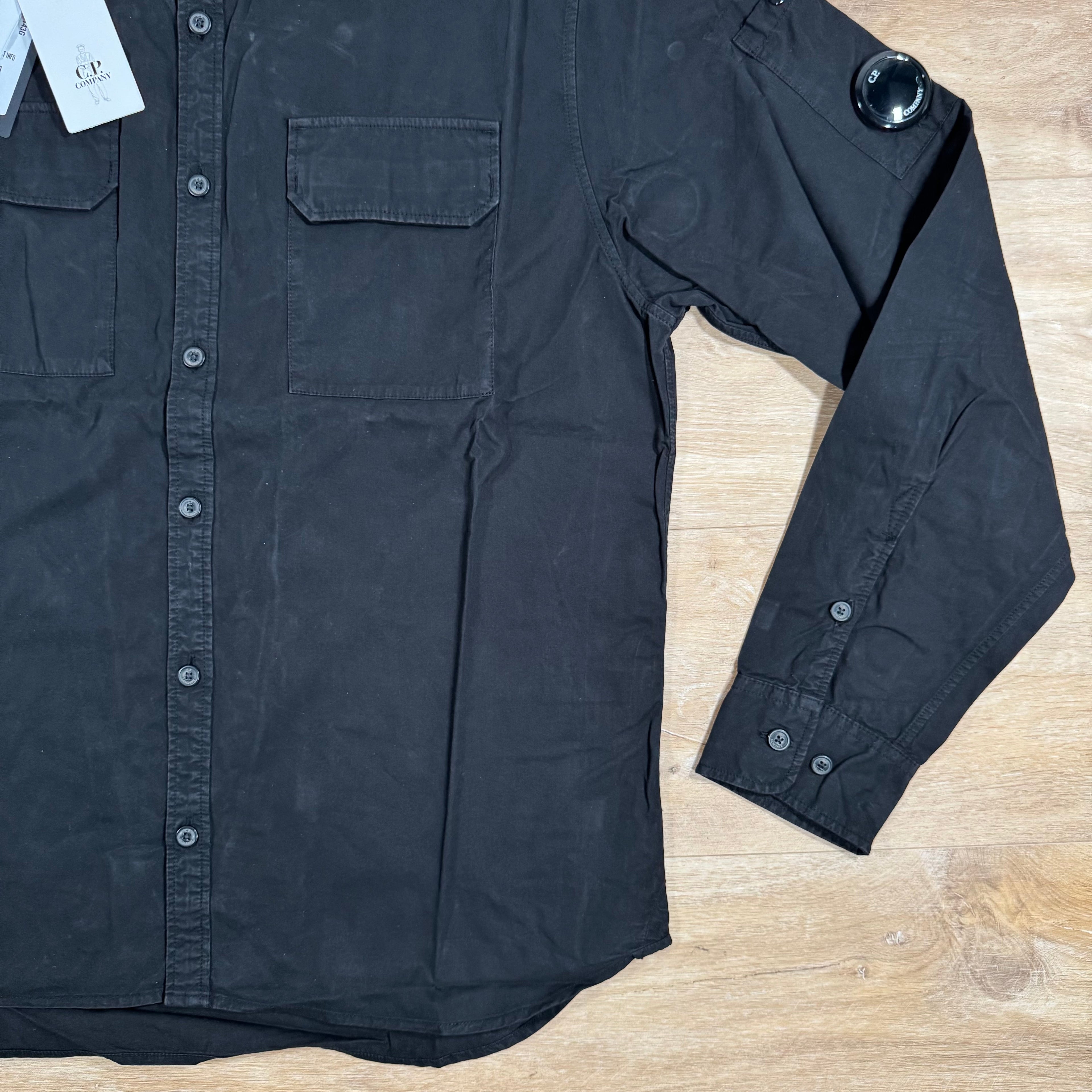 CP Company Gabardine Buttoned Lens Shirt in Black -Usfansport