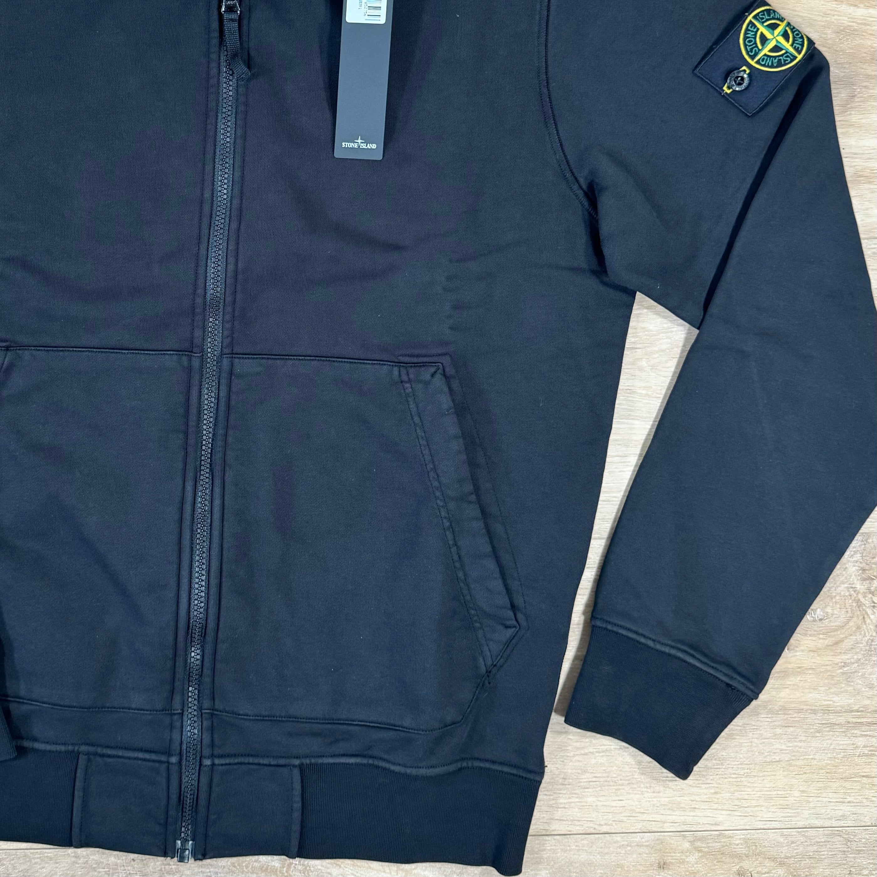 Stone Island Organic Cotton Full-Zip Sweatshirt in Black -Usfansport