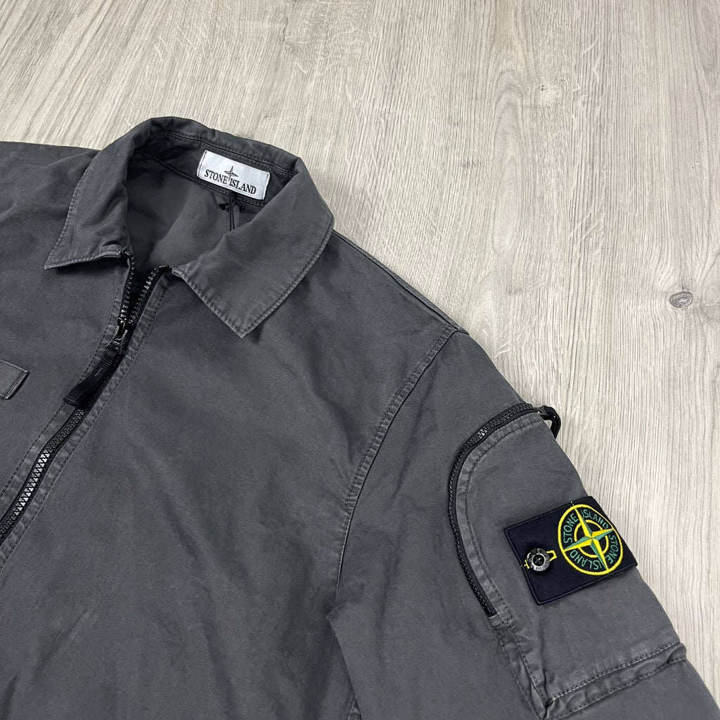 Stone Island Zip Overshirt - Charcoal -Usfansport
