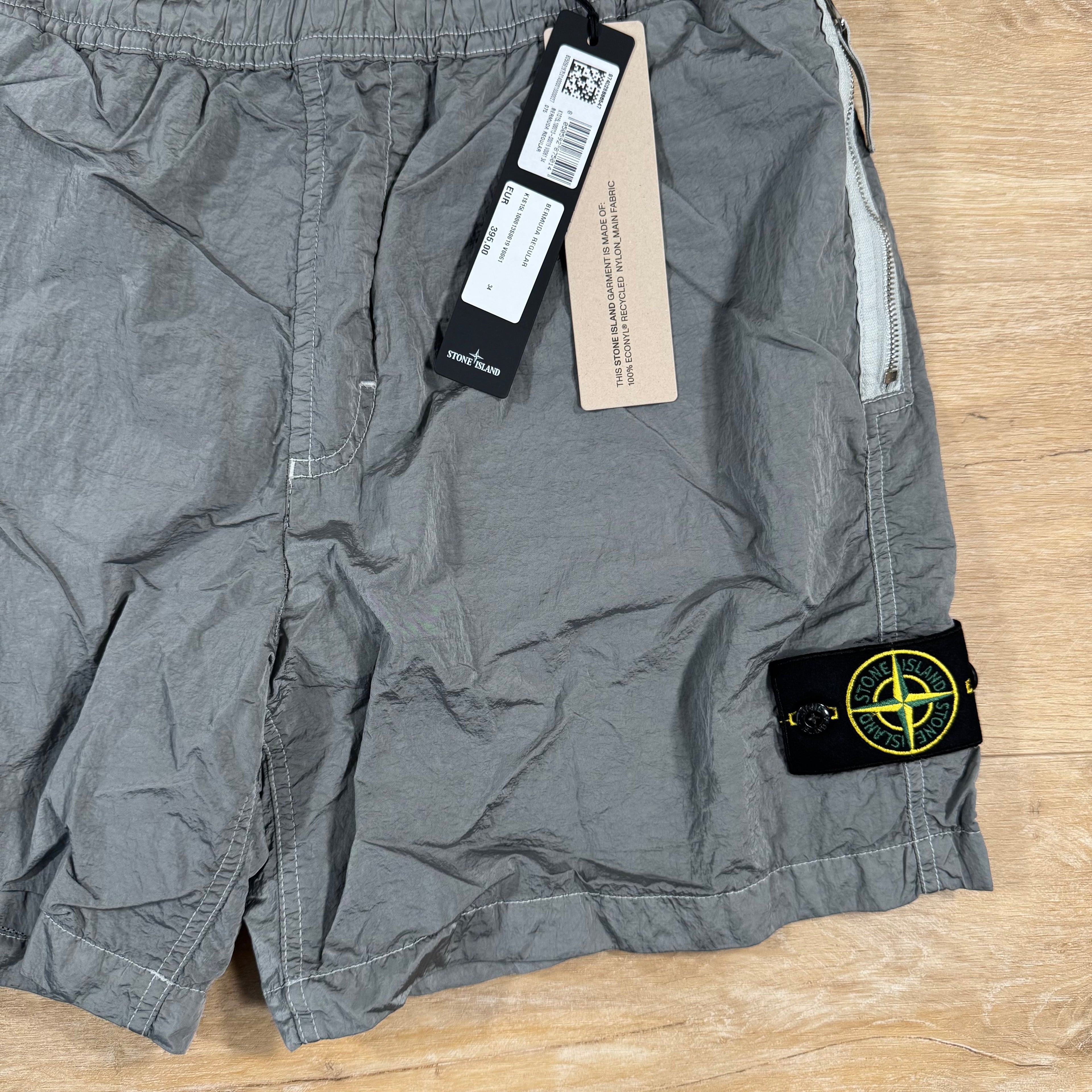 Stone Island Nylon Metal Bermuda Shorts in Pearl Grey -Usfansport