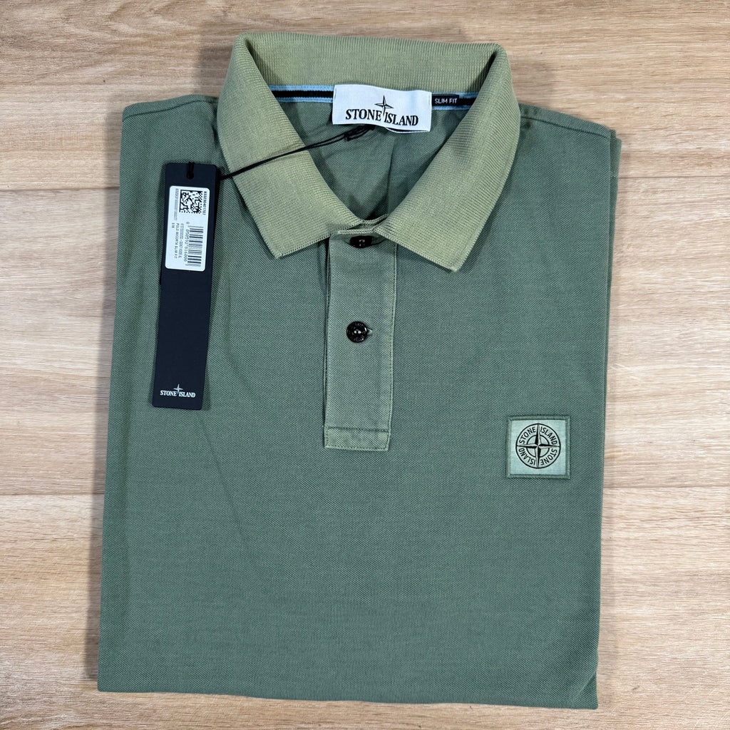 Stone Island Organic Cotton Overdye Polo Shirt in Sage Green -Usfansport