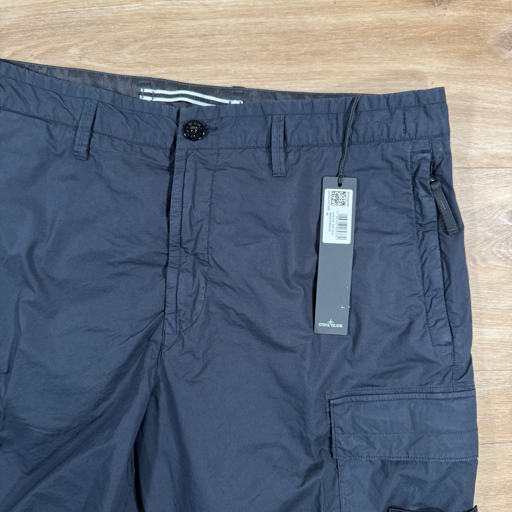 Stone Island Stretch Tela Cargo Bermuda Shorts in Navy -Usfansport