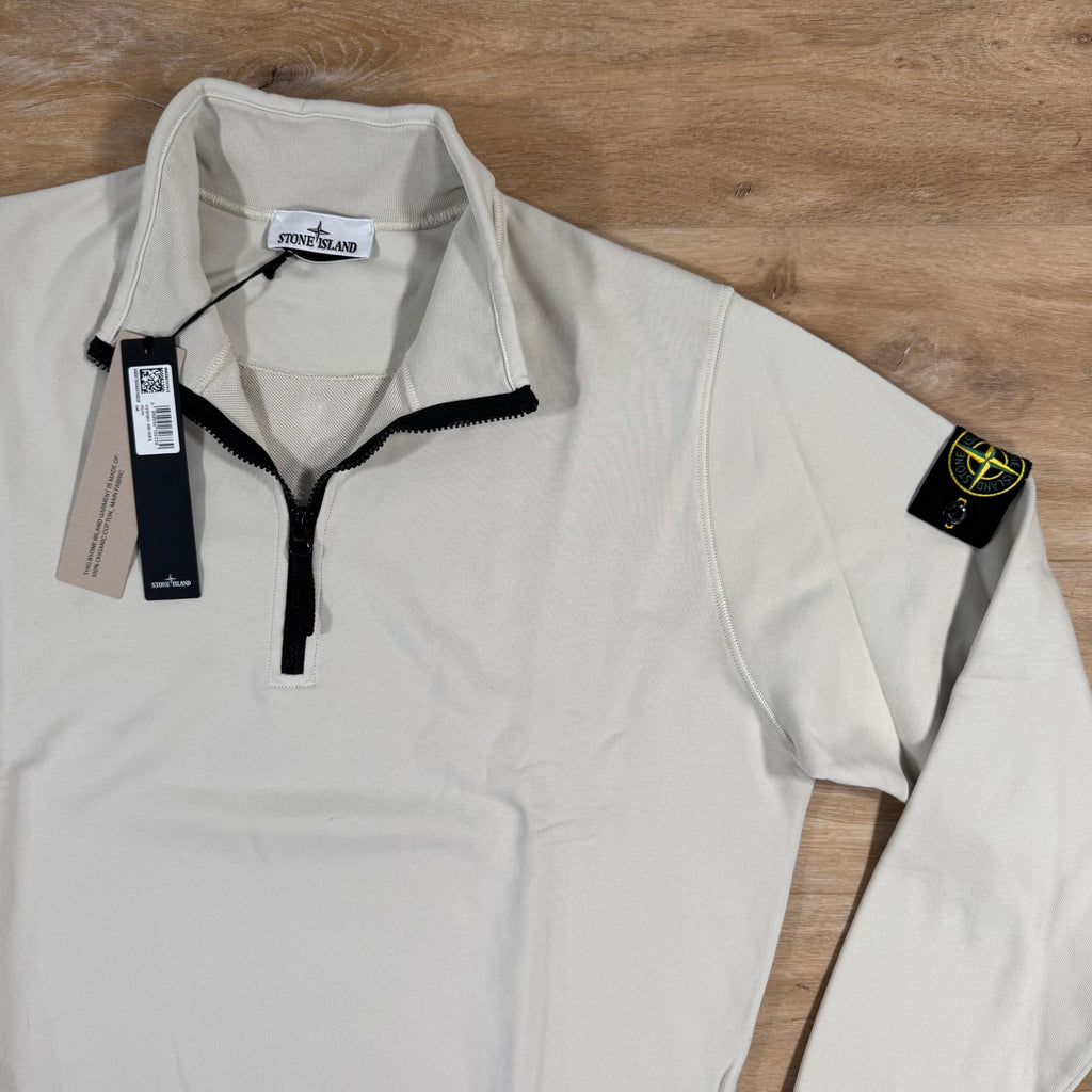 Stone Island Organic Cotton Half-Zip Sweatshirt in Sand -Usfansport