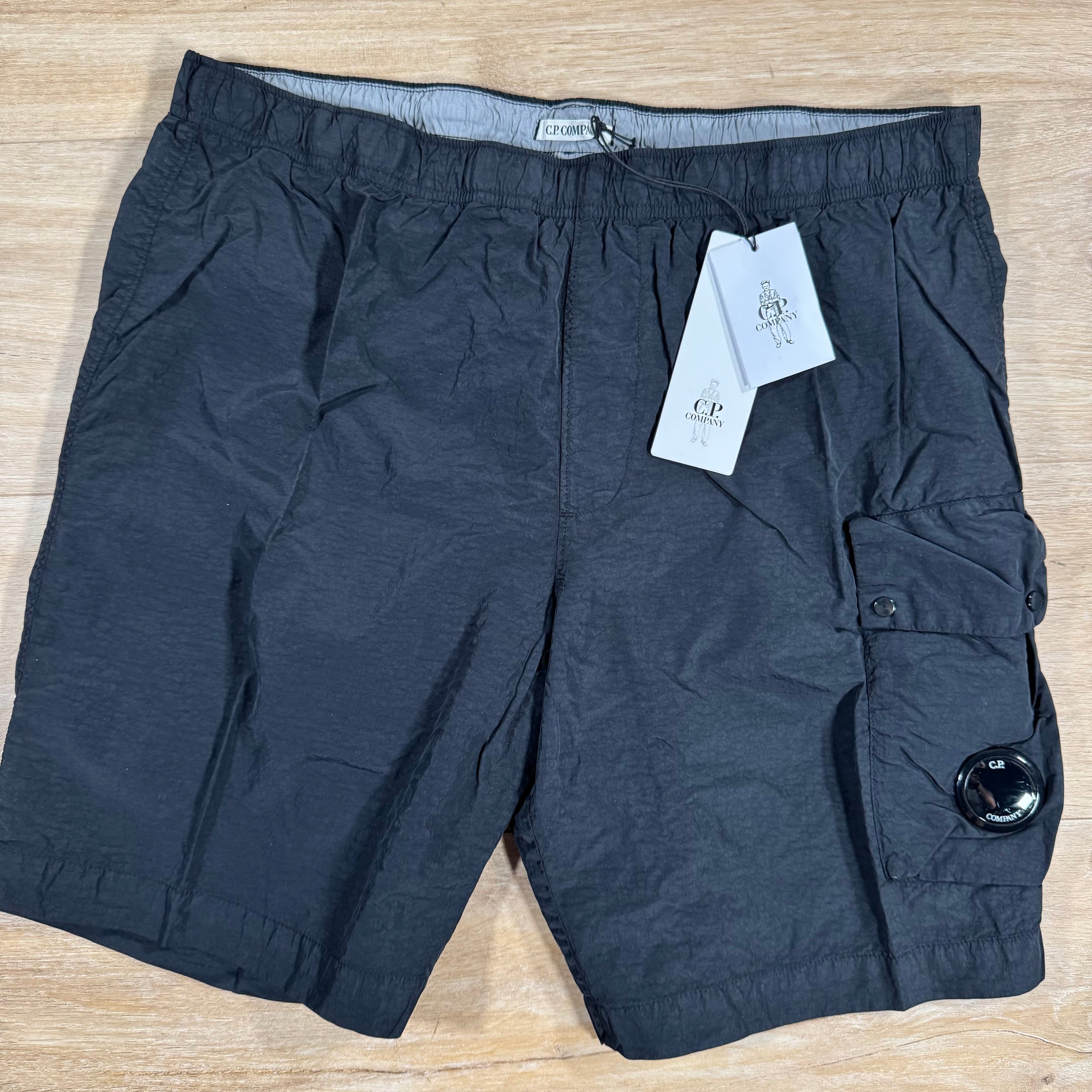 CP Company Flatt Nylon Cargo Lens Swim Shorts in Black -Usfansport
