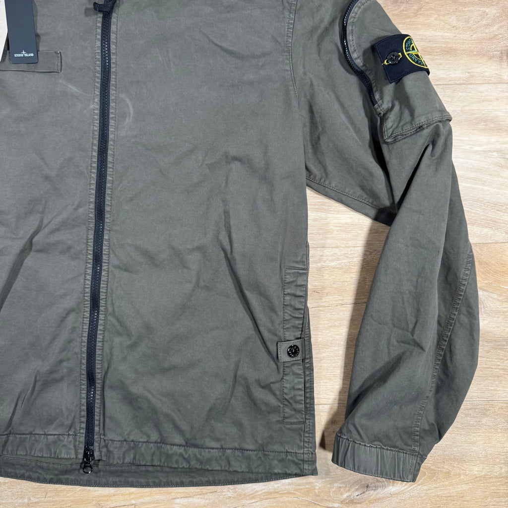 Stone Island Stretch Twill Overshirt in Military Green -Usfansport