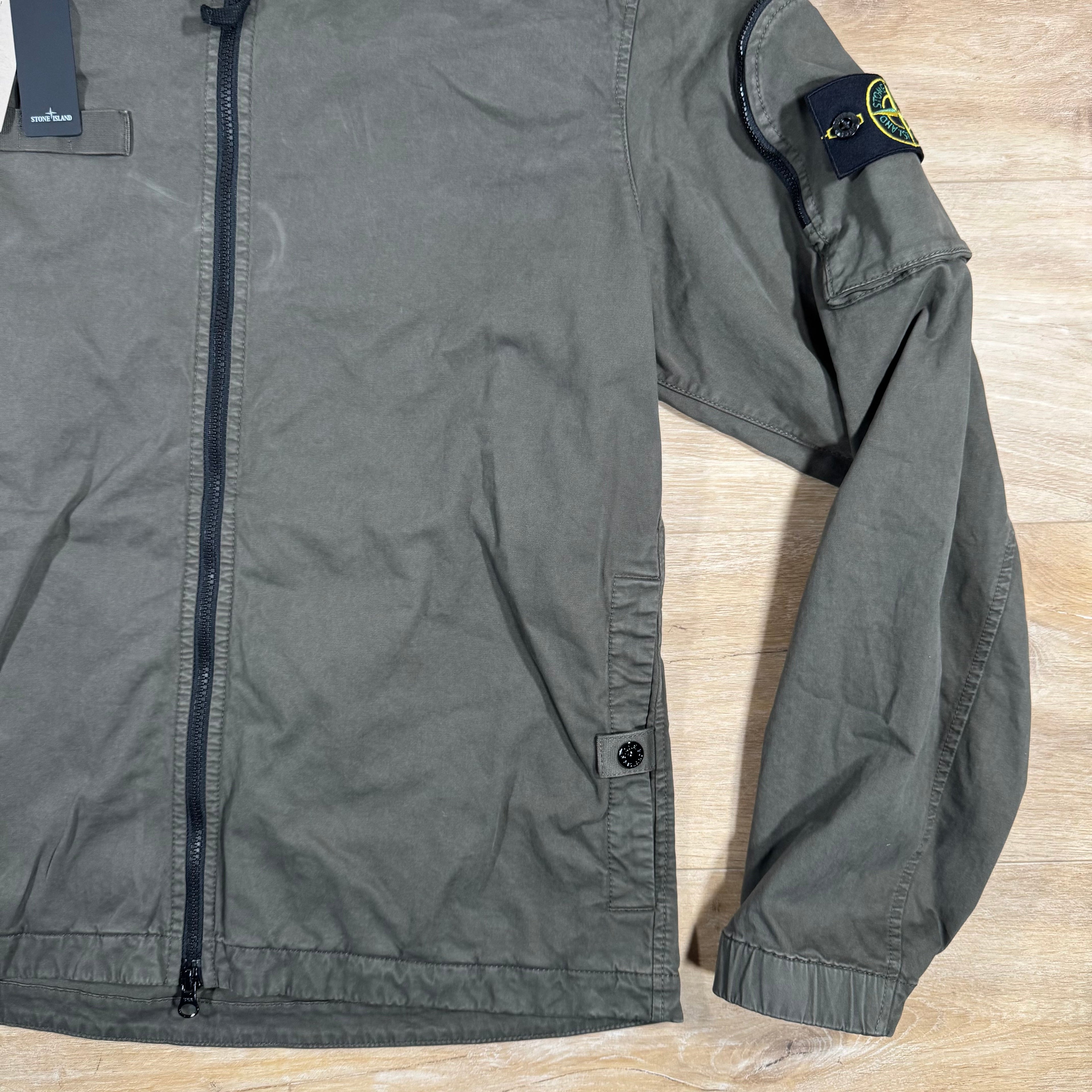 Stone Island Stretch Twill Overshirt in Military Green -Usfansport