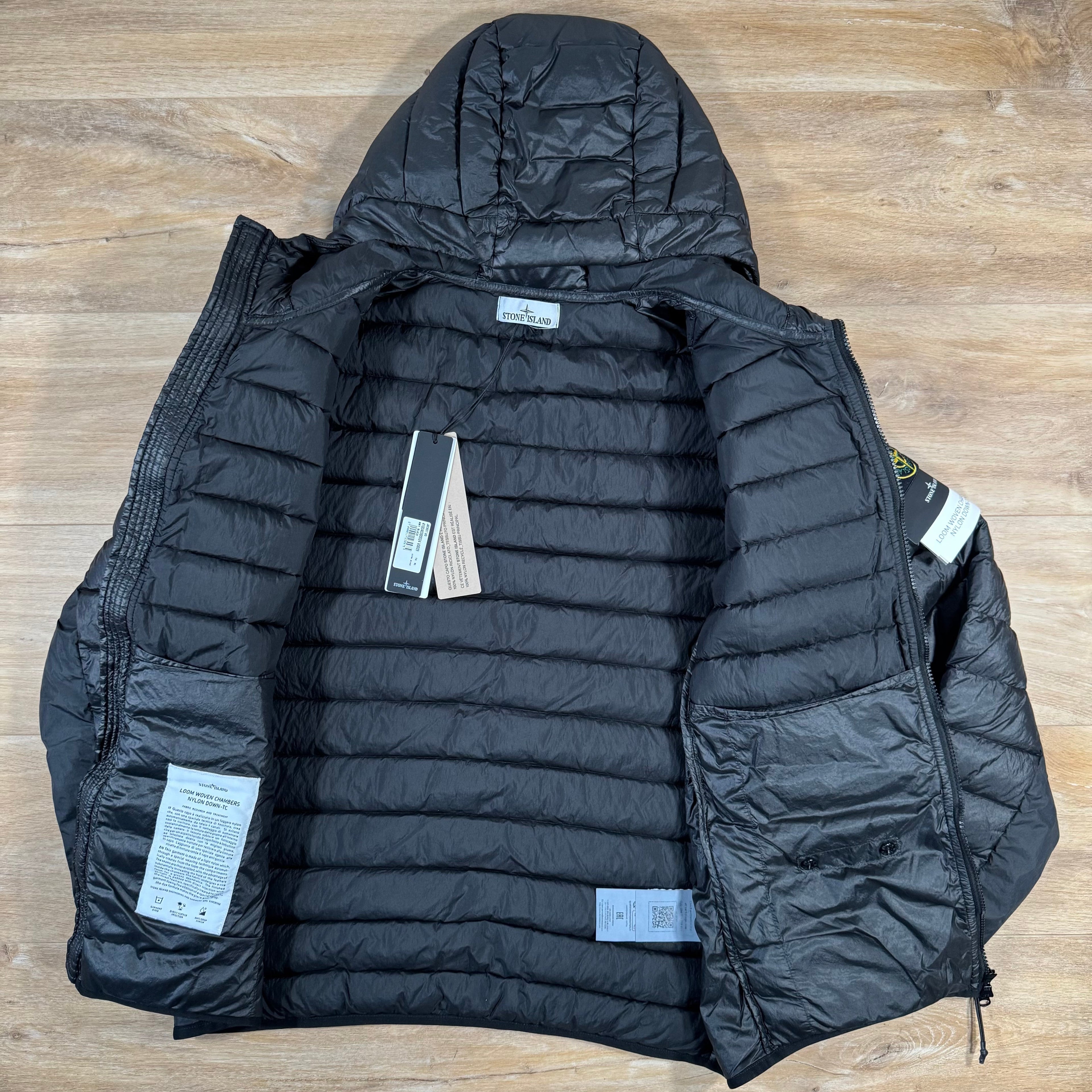 Stone Island Loom Woven Nylon Down-TC Jacket in Black -Usfansport