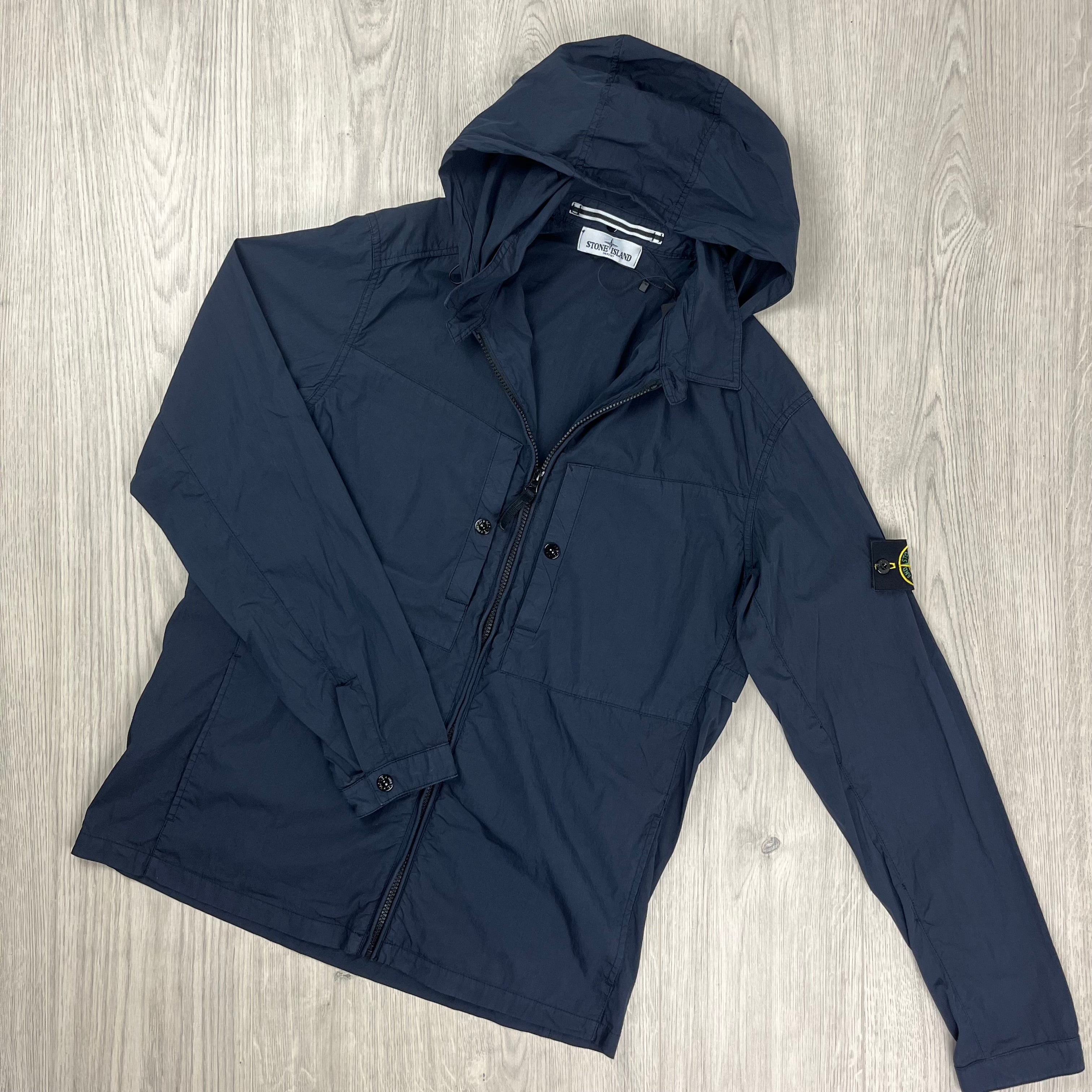 Stone Island Hooded Overshirt - Navy -Usfansport