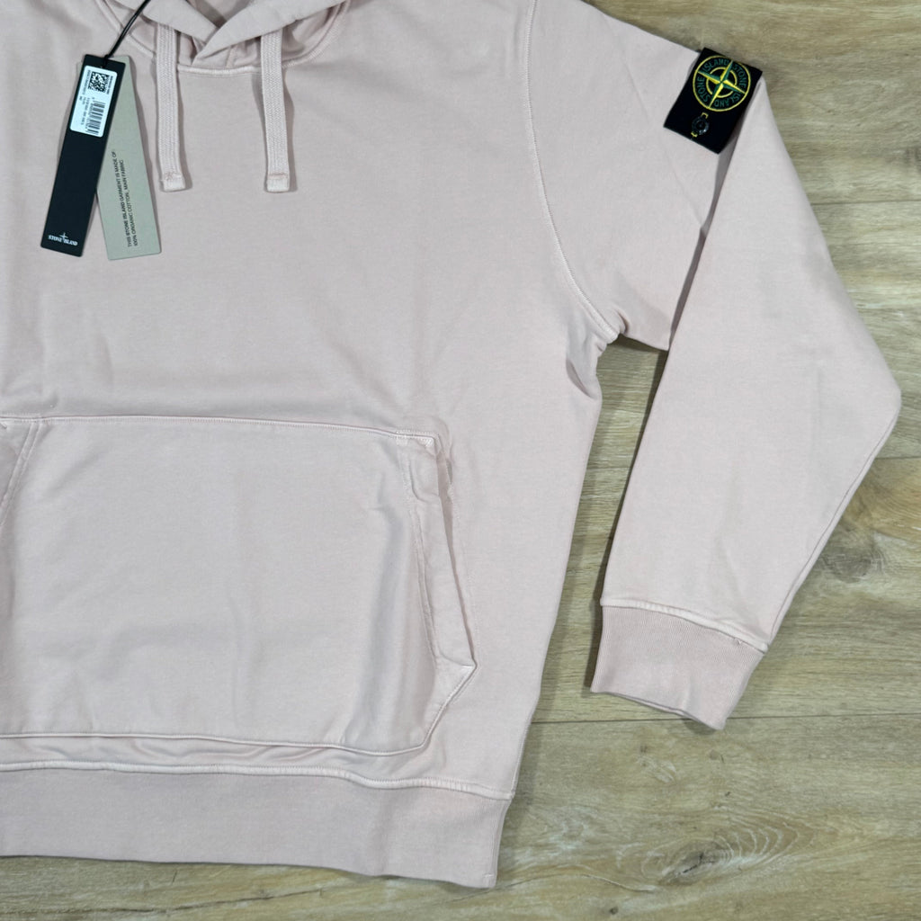 Stone Island Organic Cotton Fleece Pullover Hoodie in Antique Rose -Usfansport