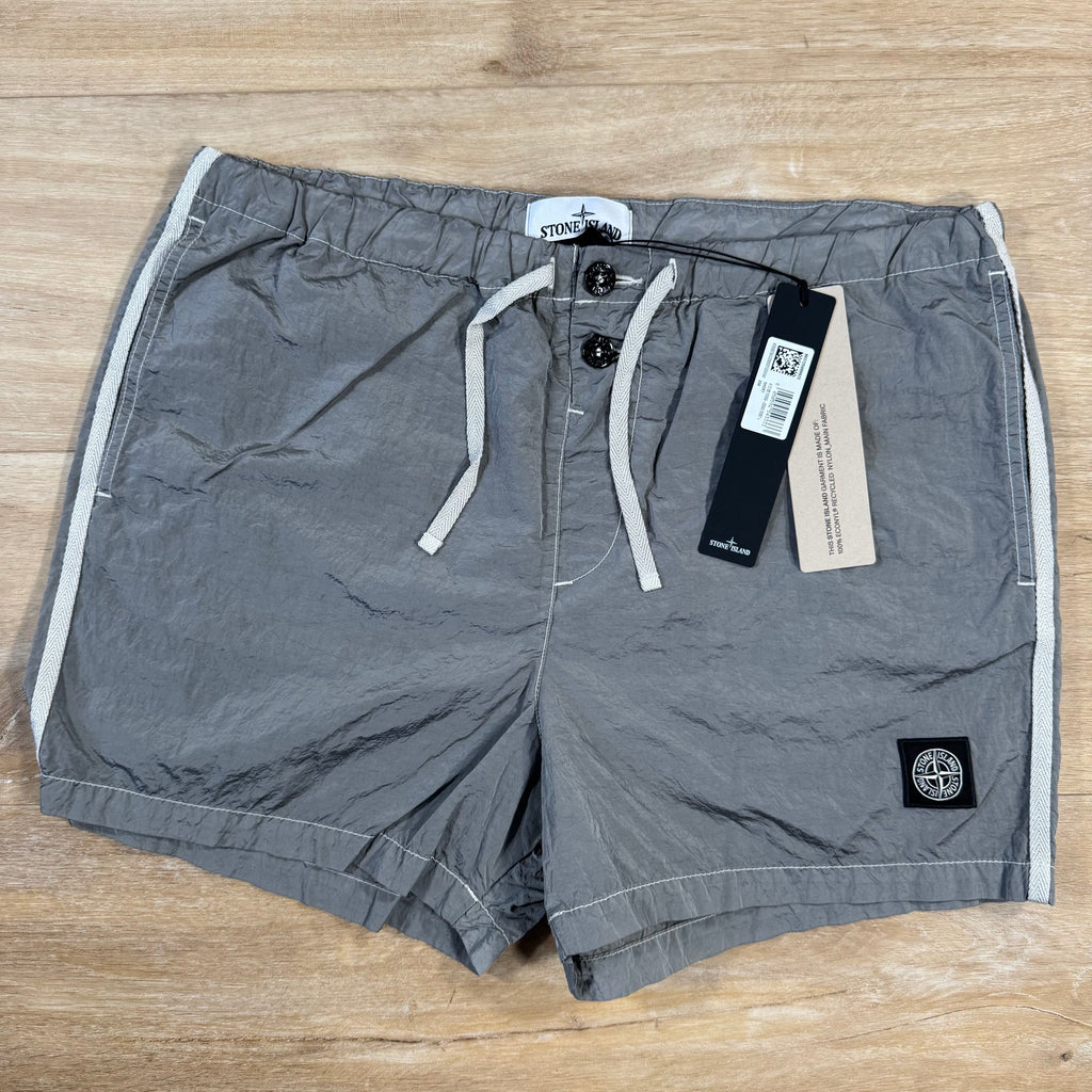 Stone Island Nylon Metal Button Swim Shorts in Pearl Grey -Usfansport