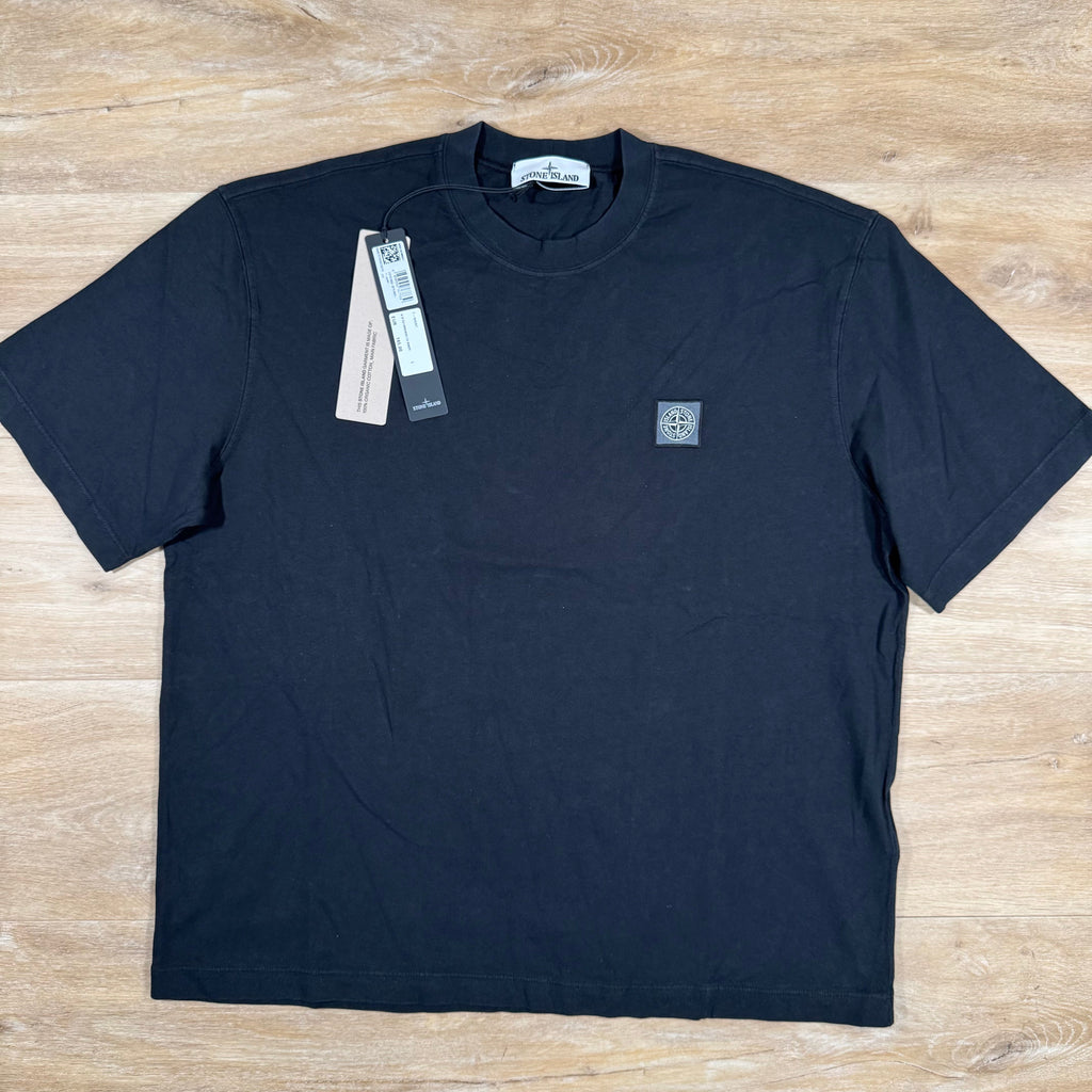 Stone Island Combed Organic Cotton Patch Logo T-Shirt in Black -Usfansport