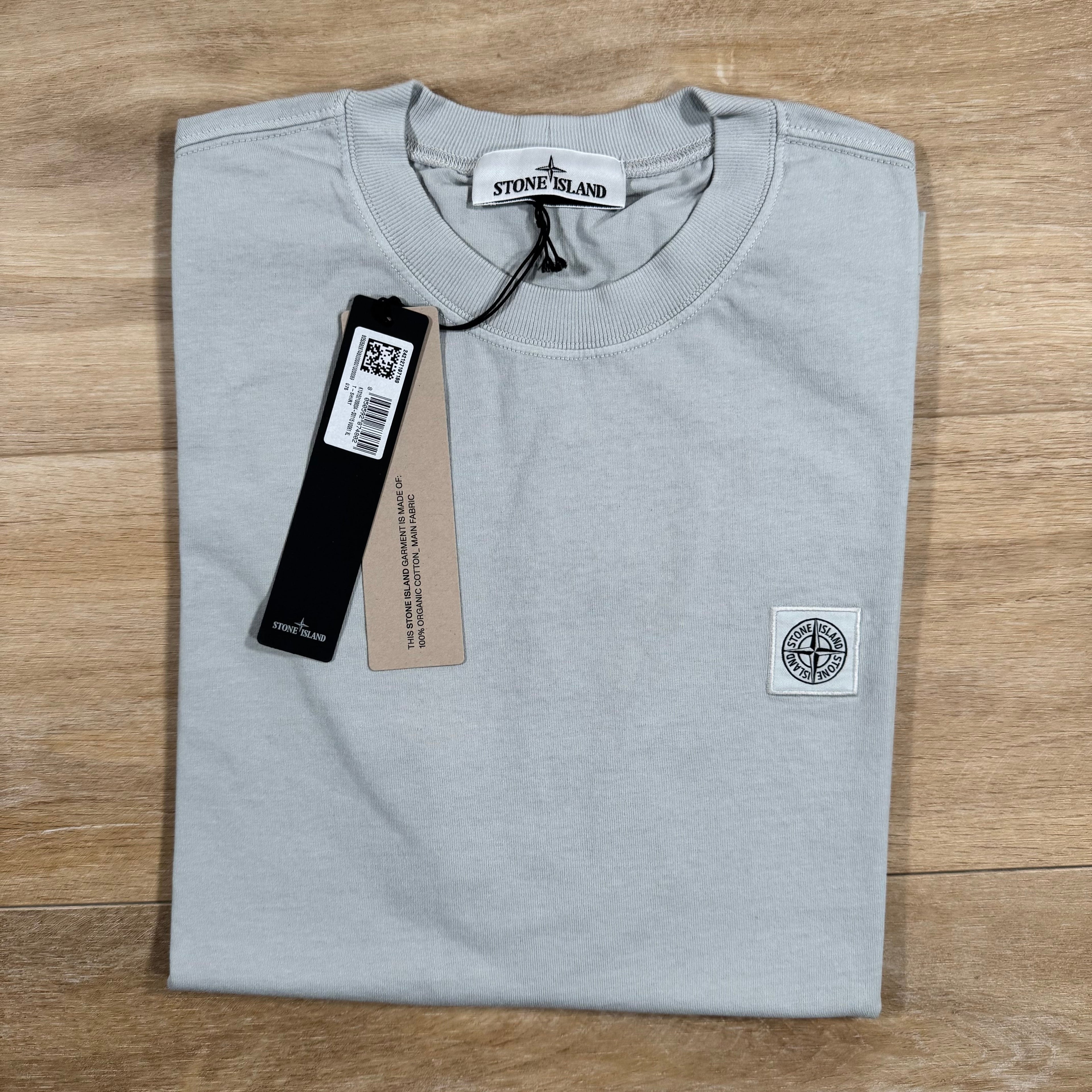 Stone Island Combed Organic Cotton Patch Logo T-Shirt in Pearl Grey -Usfansport