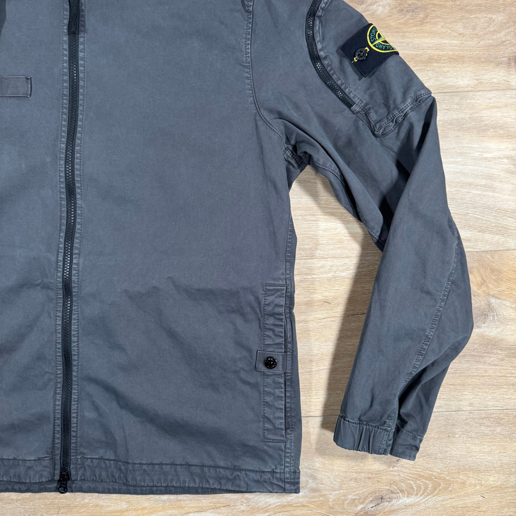 Stone Island Stretch Twill Overshirt in Charcoal Grey -Usfansport