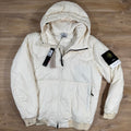 Stone Island Crinkle Reps NY Padded Jacket in Ivory -Usfansport