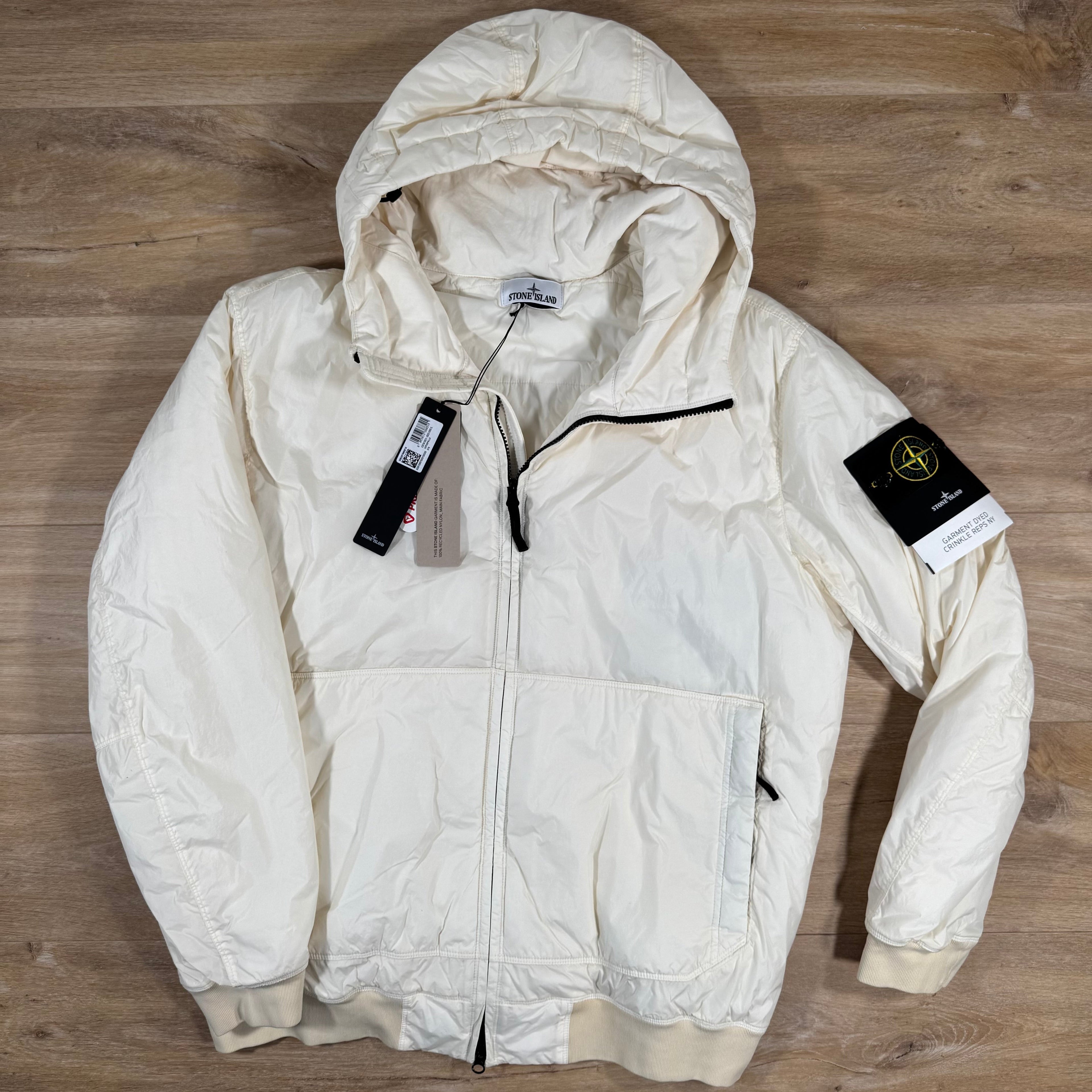 Stone Island Crinkle Reps NY Padded Jacket in Ivory -Usfansport