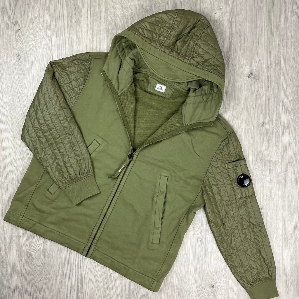CP Company Raised Fleece Zip Hoodie - Capers -Usfansport