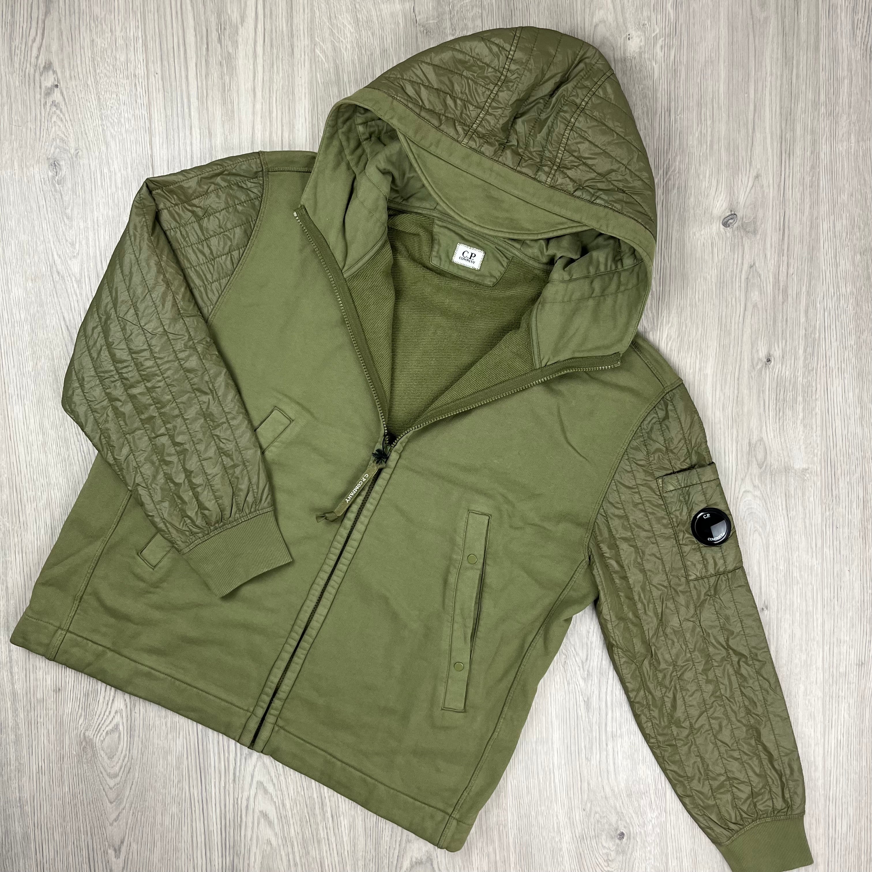 CP Company Raised Fleece Zip Hoodie - Capers -Usfansport