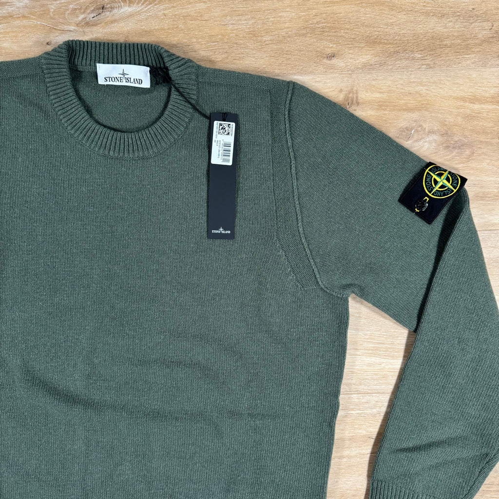 Stone Island Lambswool Crewneck Jumper in Military Green -Usfansport