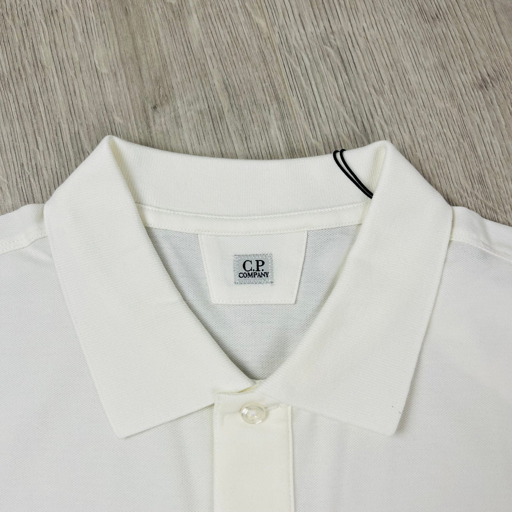 CP Company Piquet Polo Shirt - White -Usfansport