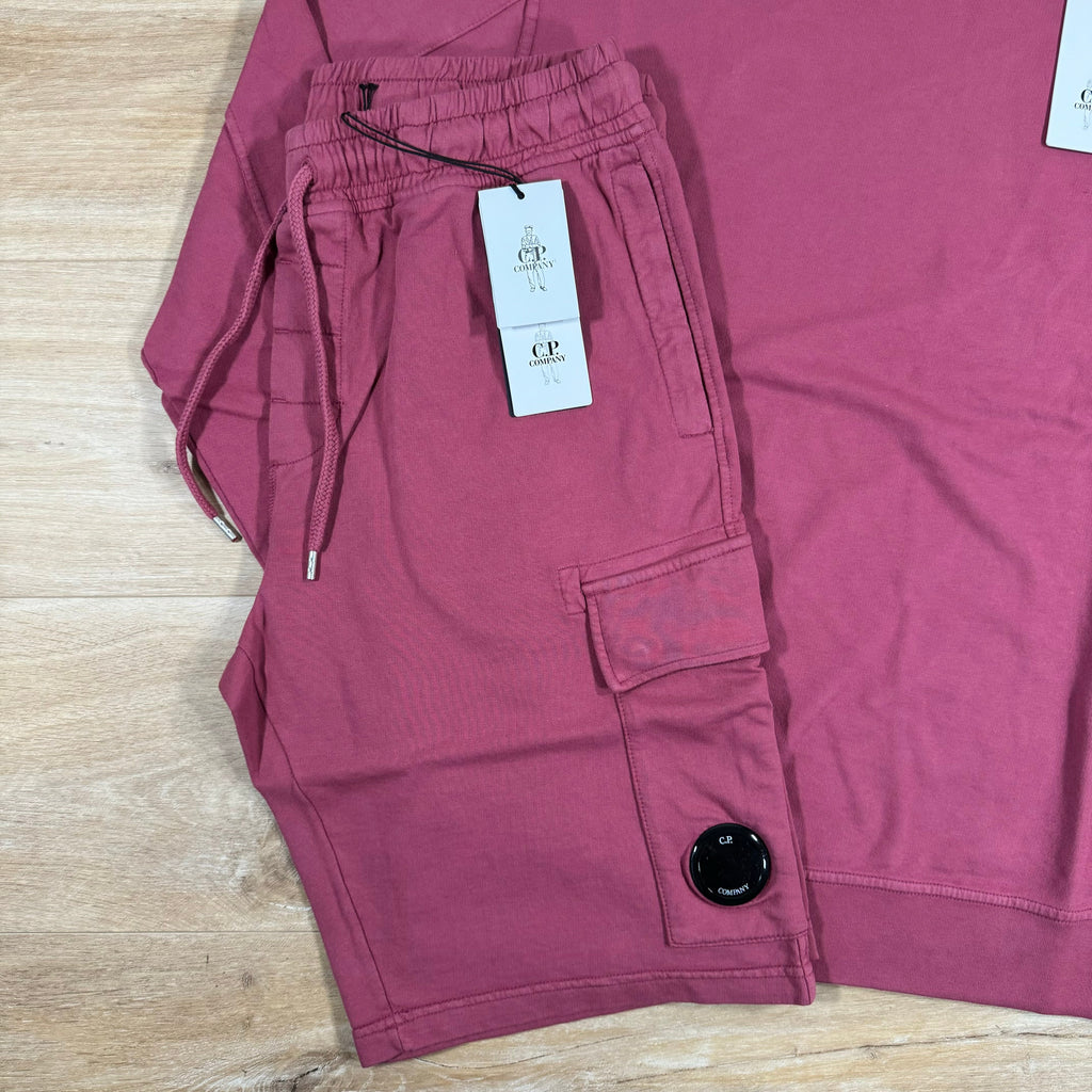 CP Company Light Fleece Lens Tracksuit in Red Bud -Usfansport