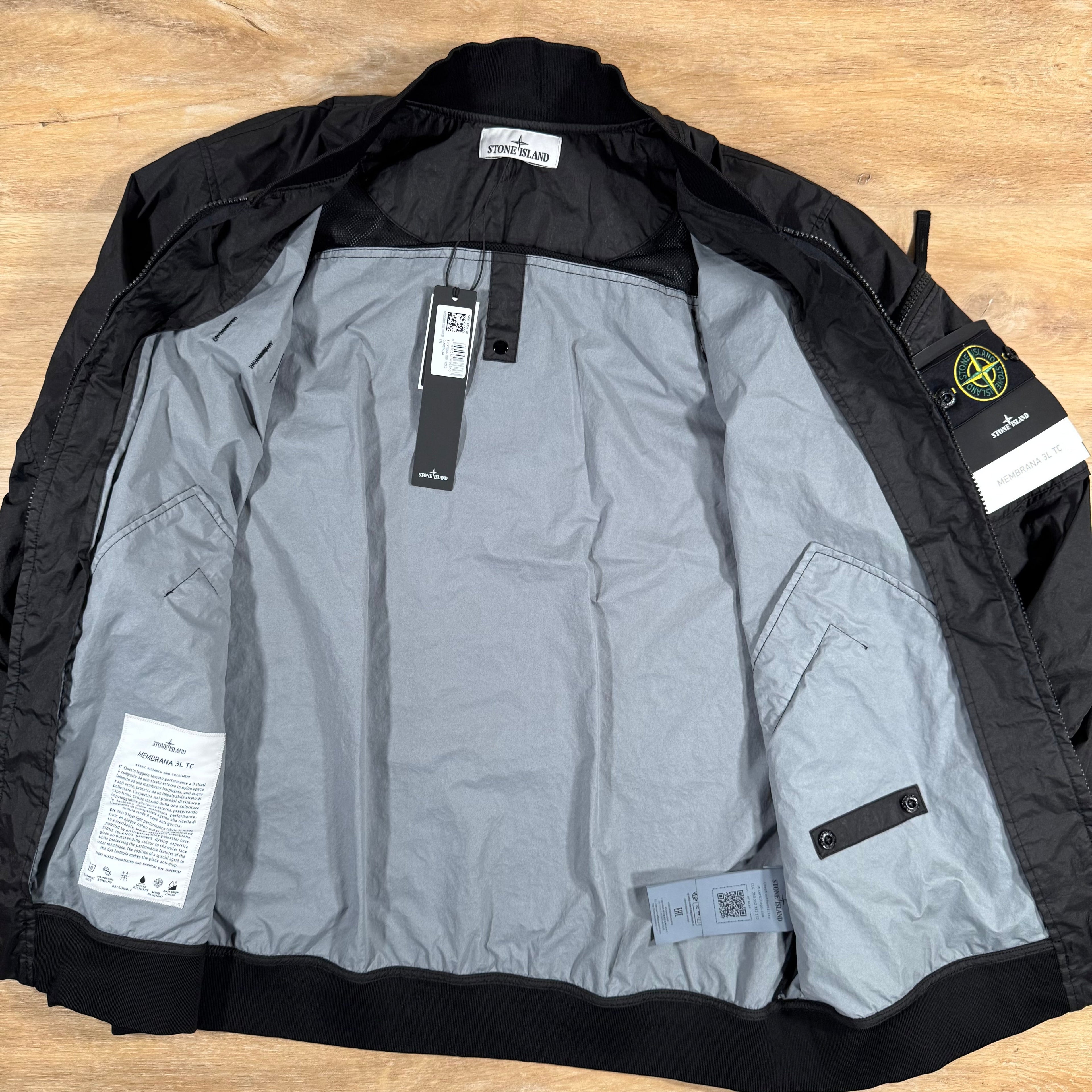 Stone Island Membrana 3L TC Bomber Jacket in Black -Usfansport