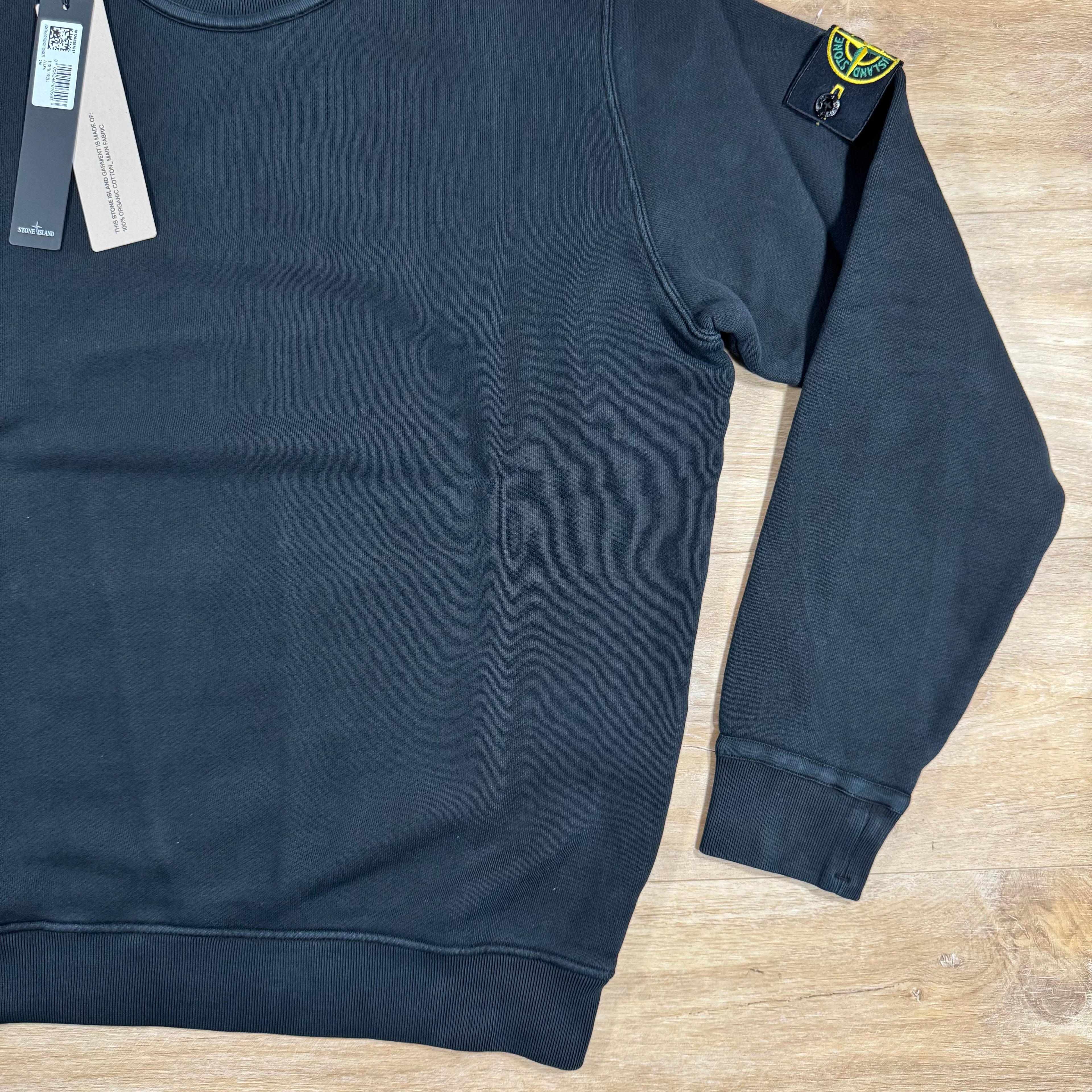 Stone Island Diagonal Fleece Old Effect Sweatshirt in Black -Usfansport