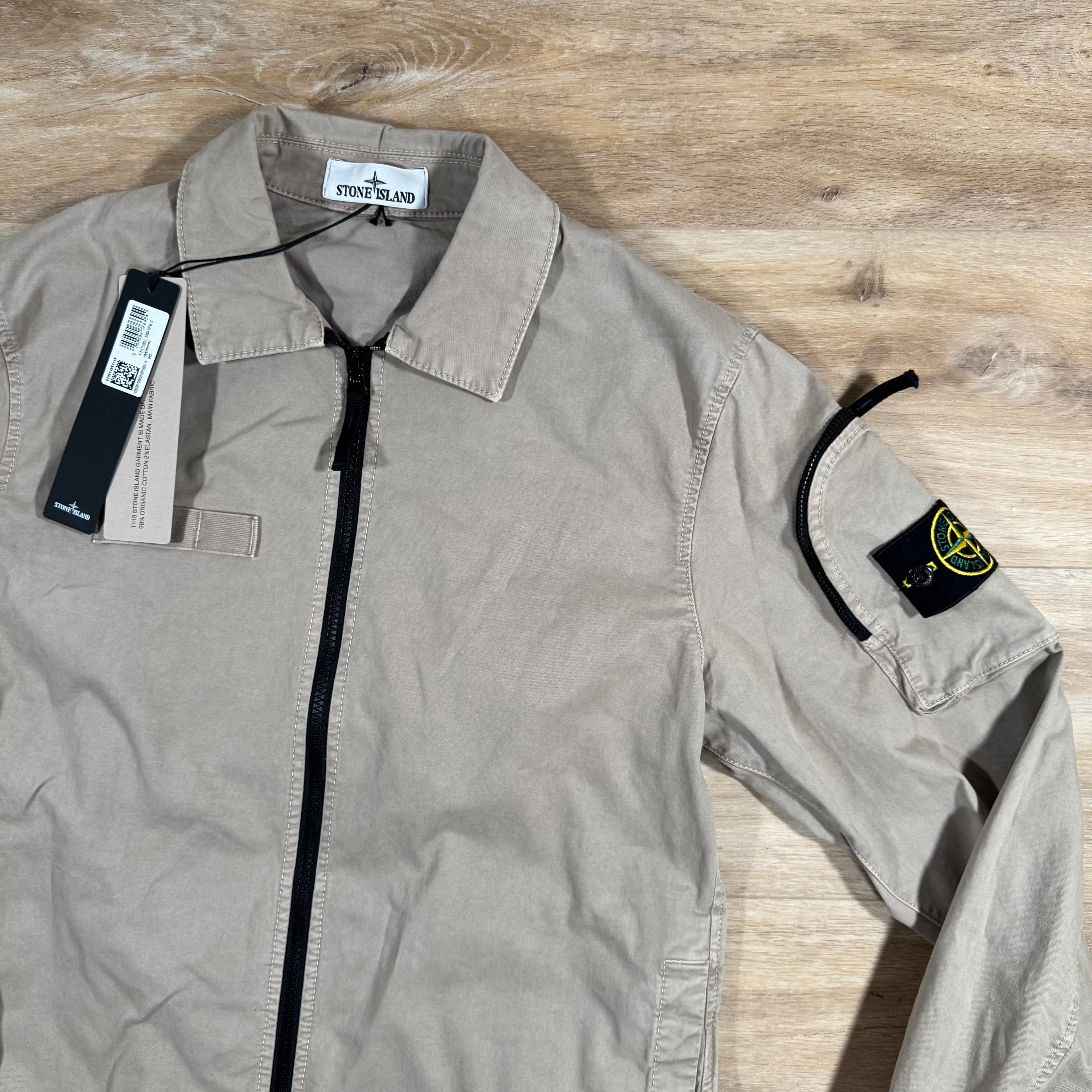 Stone Island Stretch Twill Overshirt in Desert -Usfansport