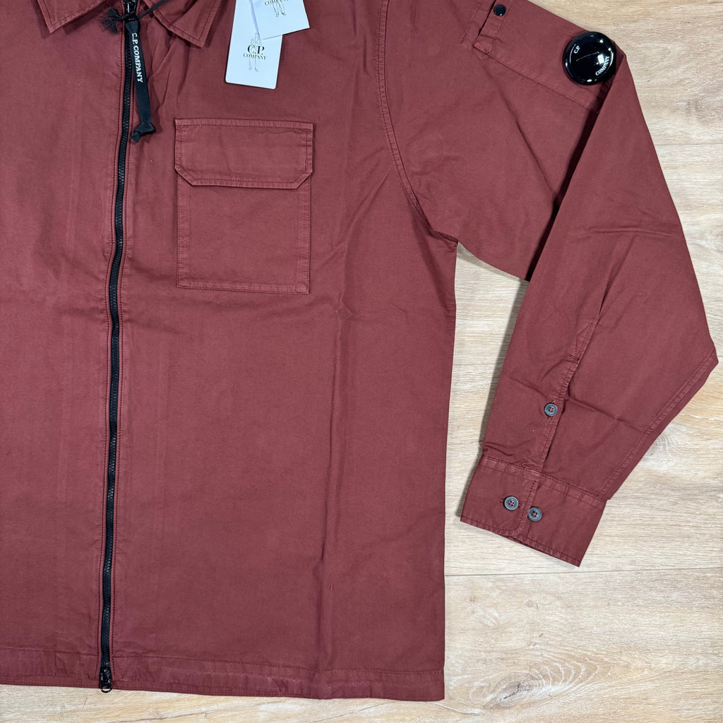 CP Company Organic Gabardine Lens Overshirt in Sable - Brown -Usfansport