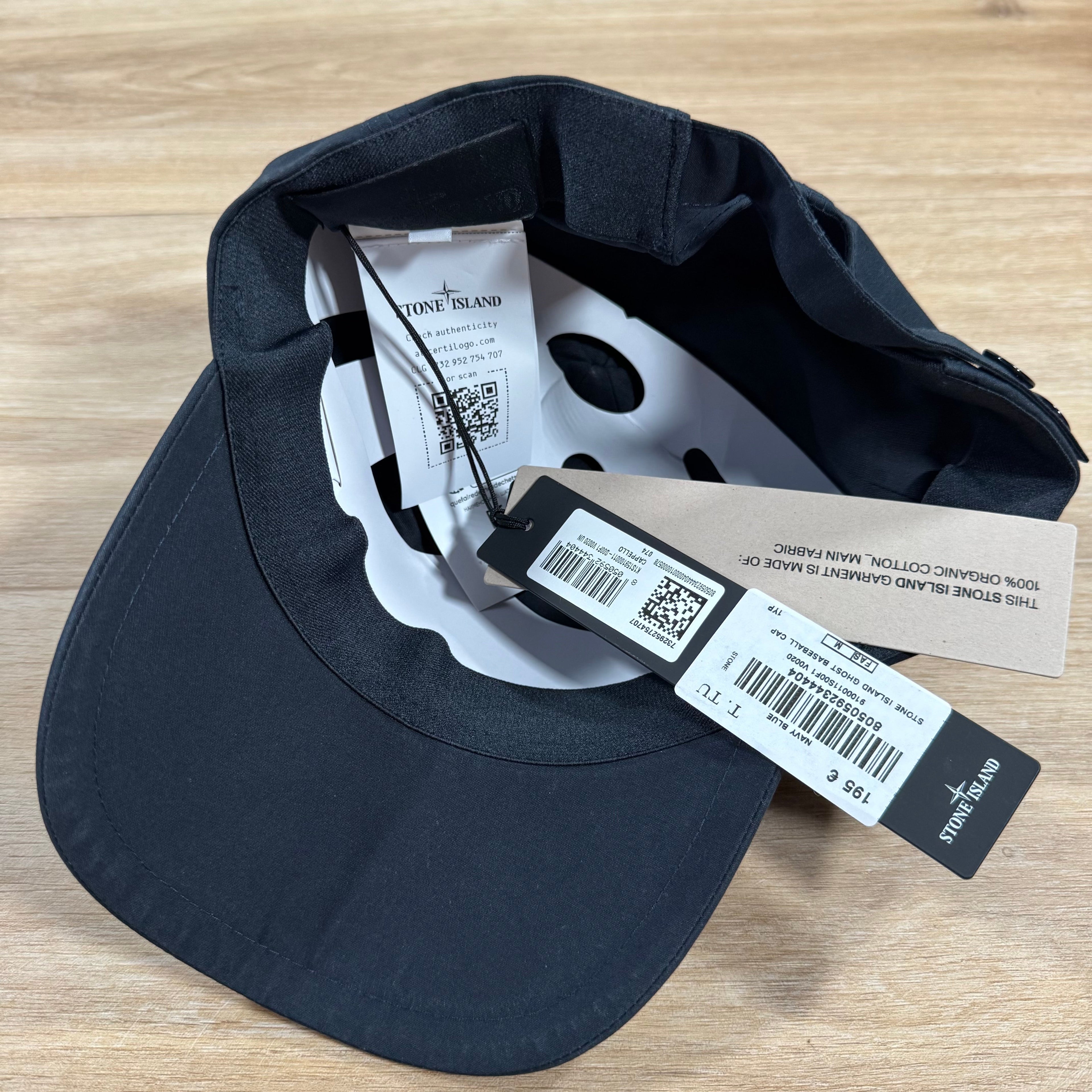 Stone Island Weatherproof Cotton Canvas Ghost Cap in Navy -Usfansport