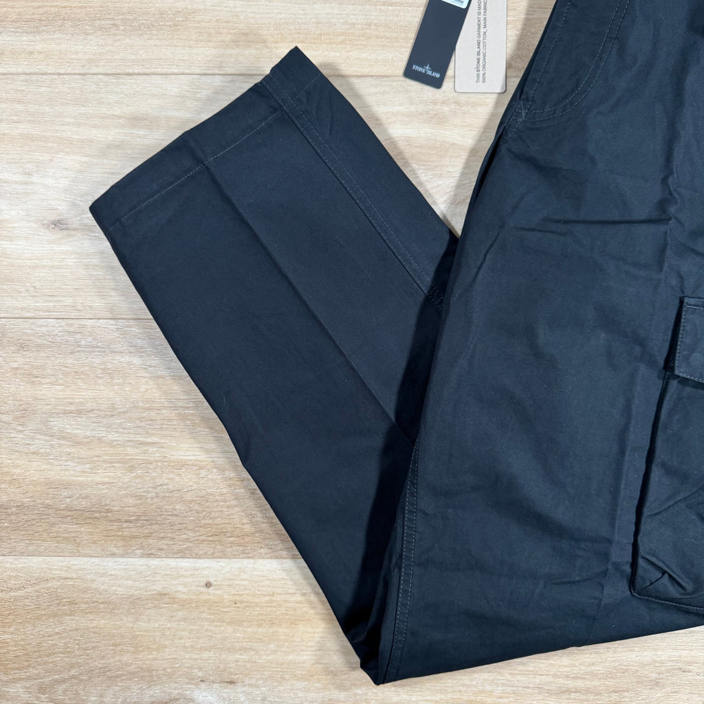 Stone Island Weatherproof Canvas Ghost Cargo Trousers in Black -Usfansport