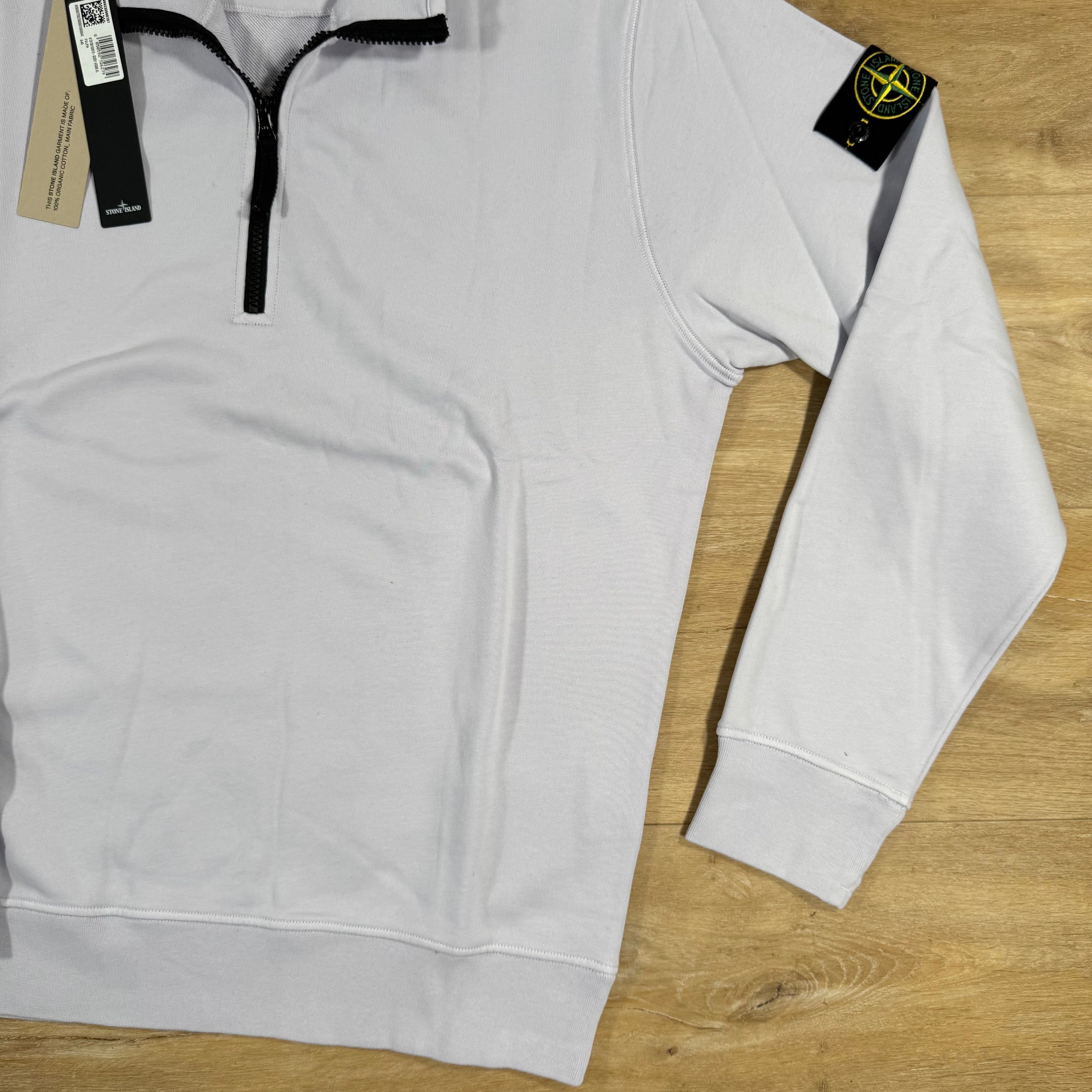 Stone Island Organic Cotton Half-Zip Sweatshirt in Lilac -Usfansport