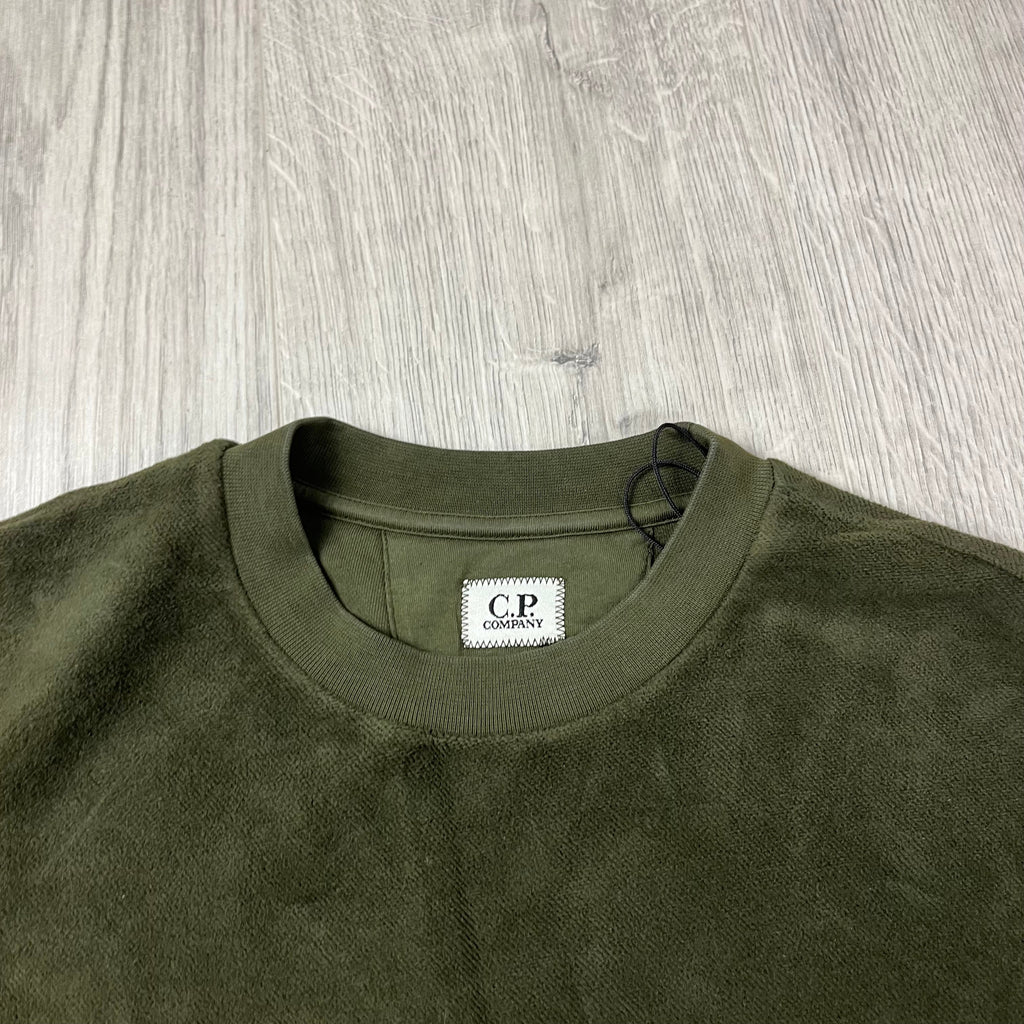 CP Company Raised Fleece Sweatshirt - Ivy Green -Usfansport