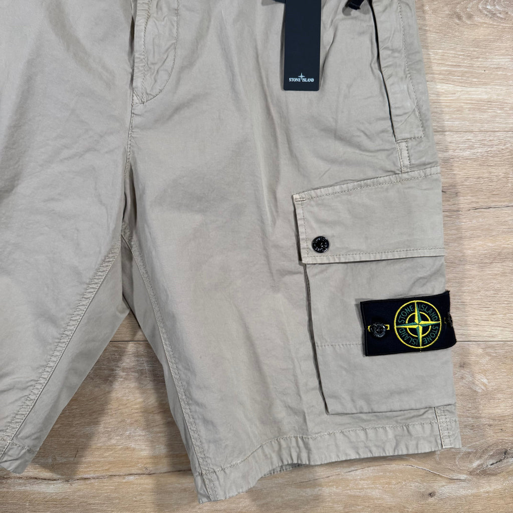 Stone Island Supima Twill Stretch-TC Cargo Bermuda Shorts in Desert -Usfansport