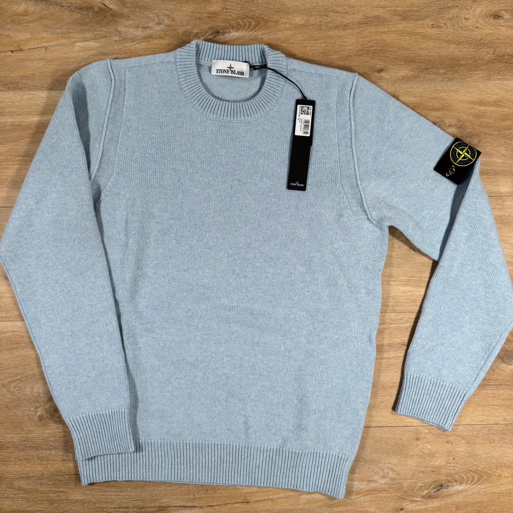 Stone Island Lambswool Crewneck Jumper in Sky Blue -Usfansport