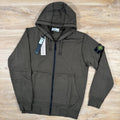 Stone Island Organic Cotton Fleece Zip Hoodie in Military Green -Usfansport
